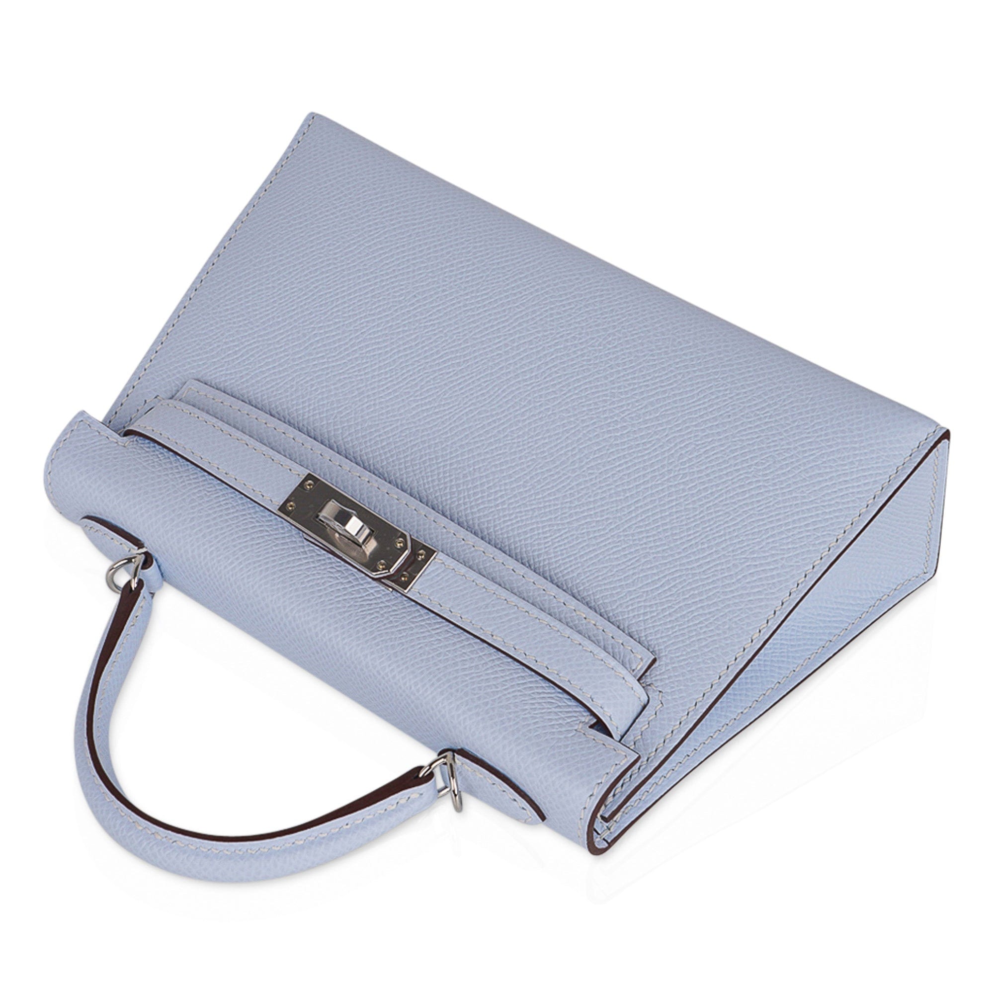 👜Kelly 20 Mini Sellier Bag Blue Brume Epsom Leather Gold Hardware