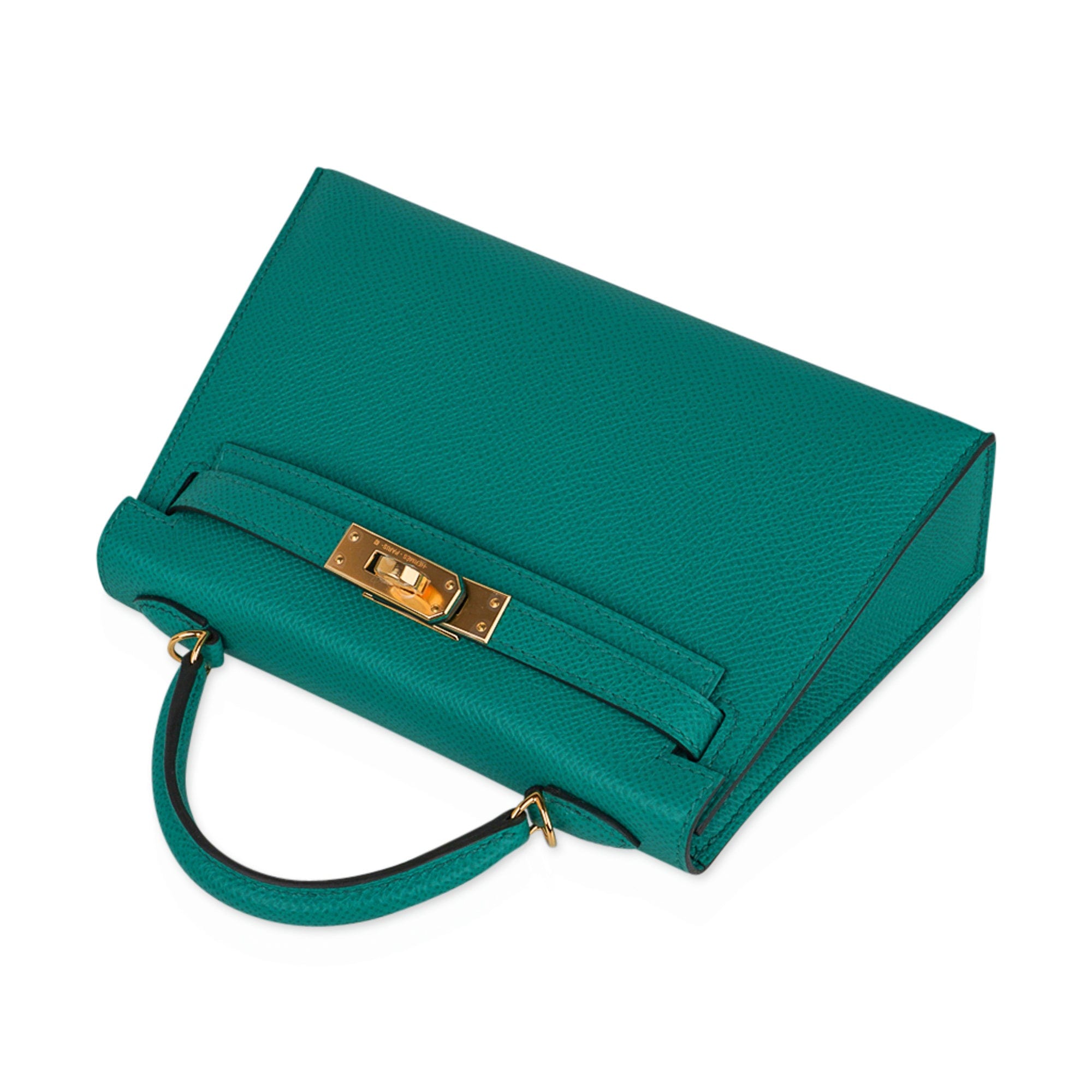 👜Kelly 20 Mini Sellier Bag Jade Epsom Leather Gold Hardware New w/Box