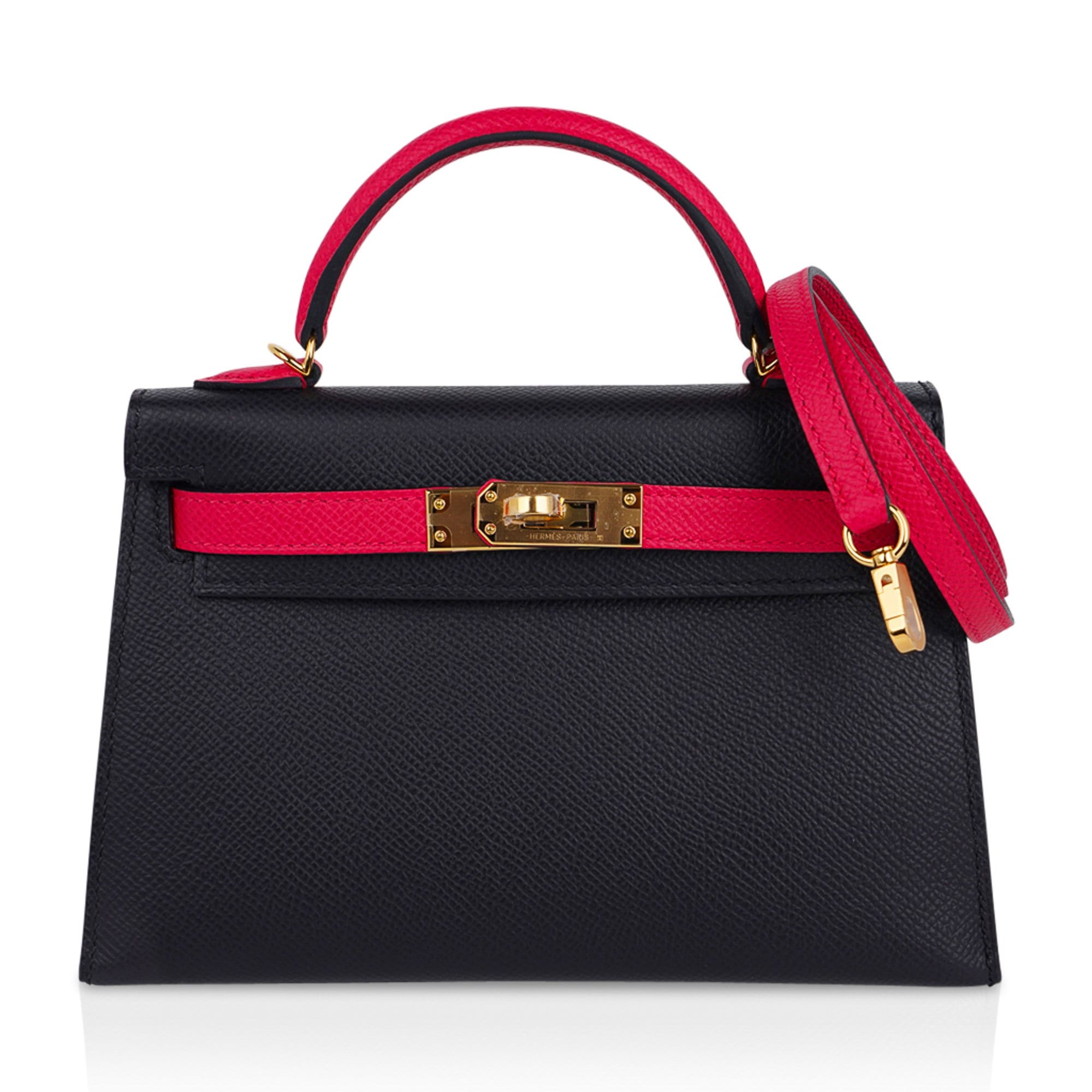 👜Kelly 20 Sellier Mini HSS Bag Black / Rose Extreme Epsom Gold Hardware
