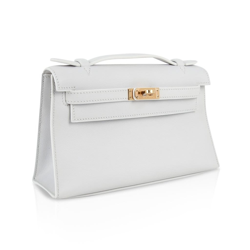 👜Kelly Pochette Clutch Bag Very Rare White Gold Hardware