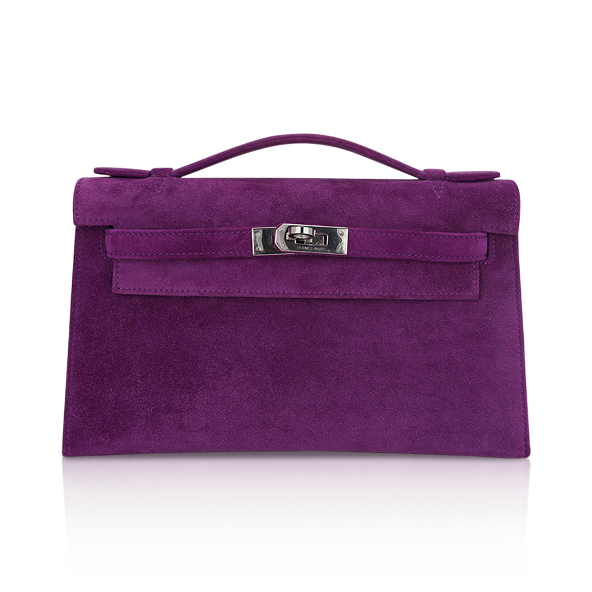 👜Limited Edition Kelly Pochette Violet Doblis Clutch Bag with Palladium Hardware