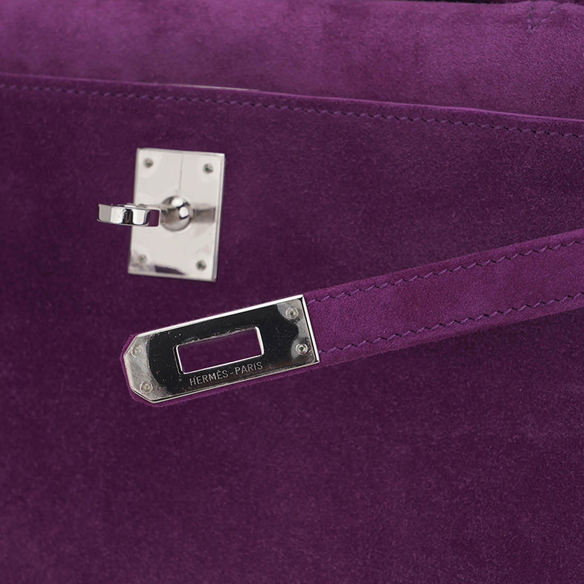 👜Limited Edition Kelly Pochette Violet Doblis Clutch Bag with Palladium Hardware