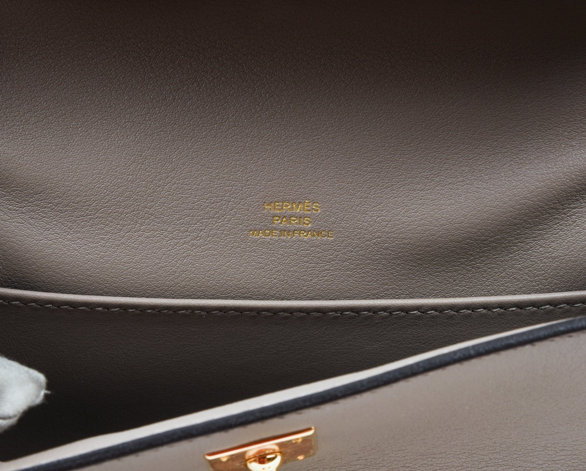 👜Kelly Pochette Gris Asphalte Swift Gold Hardware