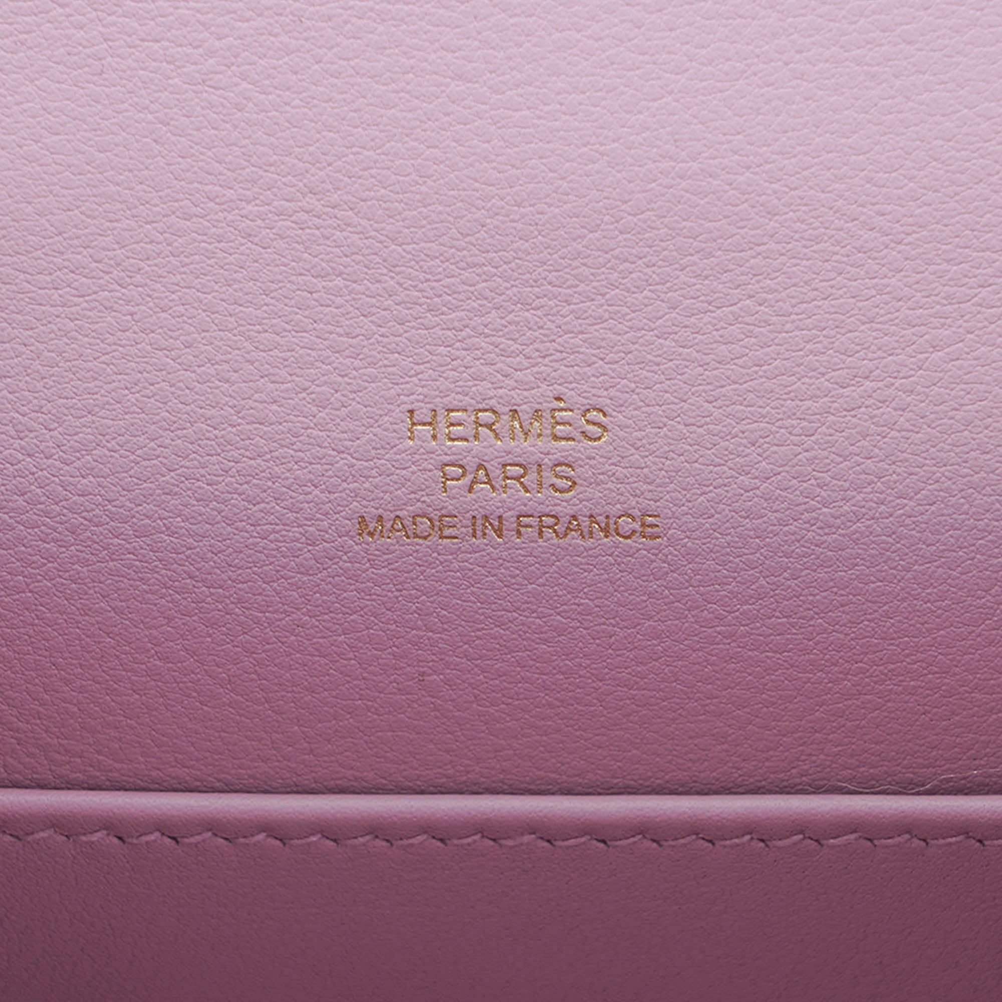 👜Kelly Pochette Clutch Bag Mauve Sylvestre Swift Leather with Rose Gold Hardware