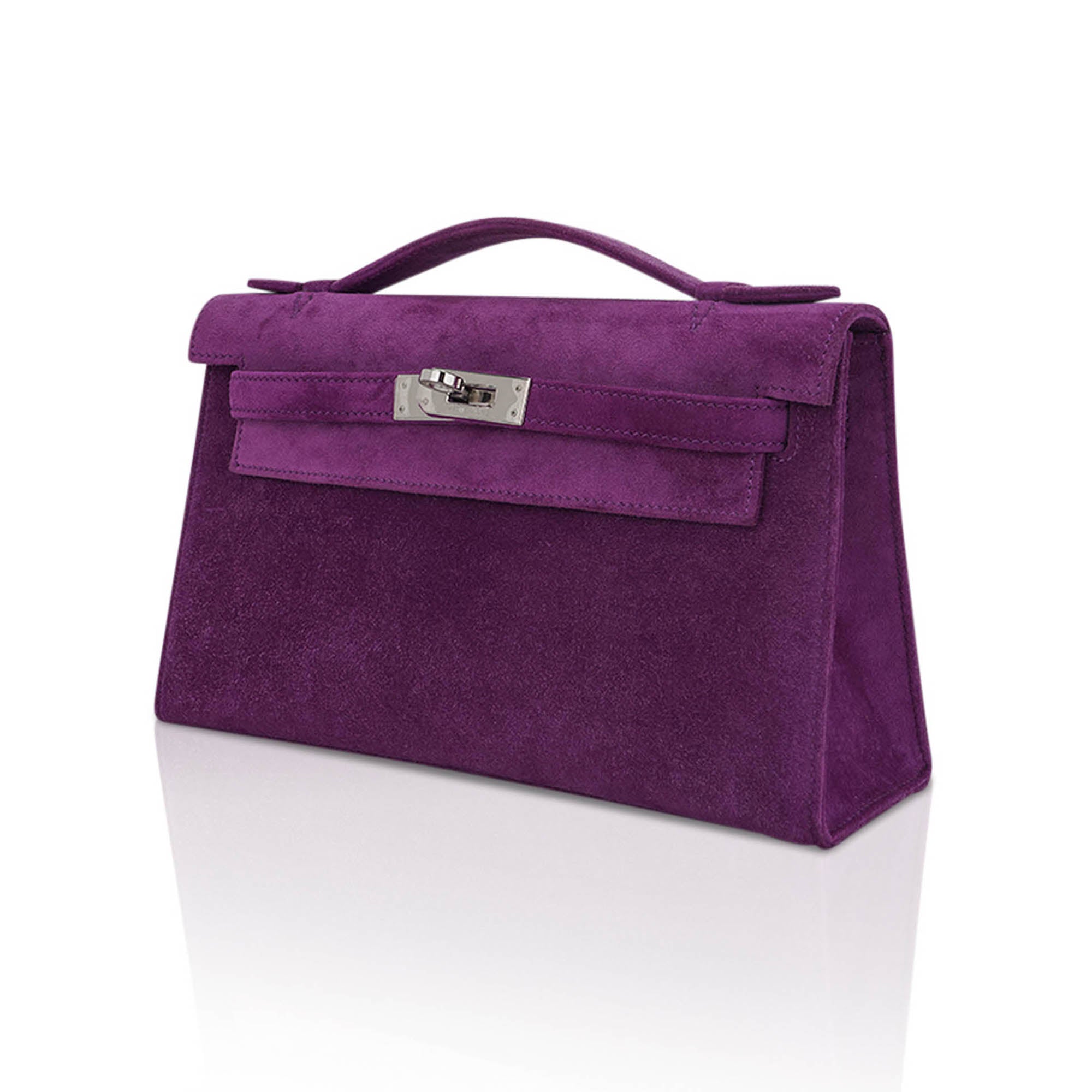 👜Limited Edition Kelly Pochette Violet Doblis Clutch Bag with Palladium Hardware