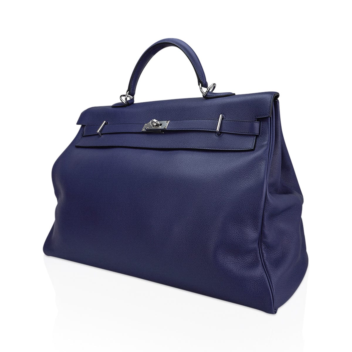👜Kelly 50 Voyage Blue De Malte Bag Palladium Hardware Novillo Leather Limited Edition