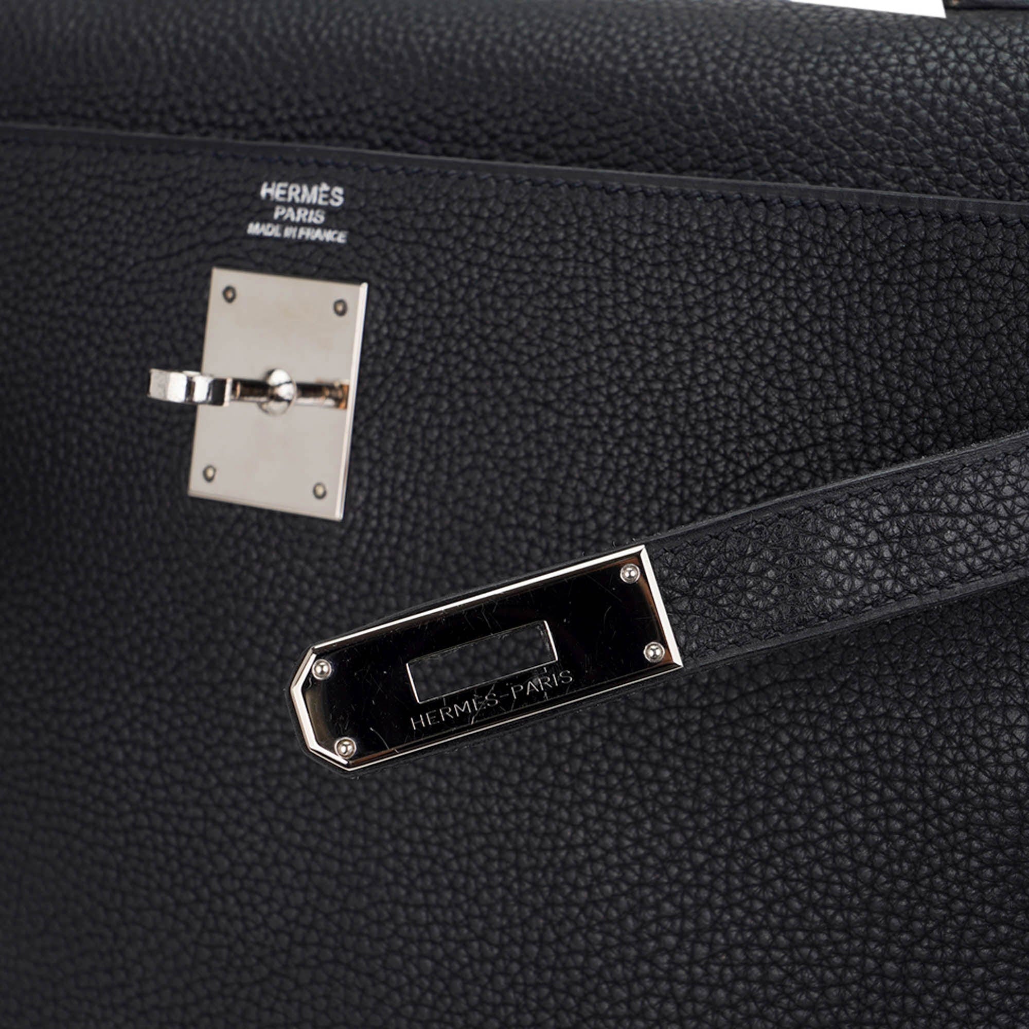 👜Kelly 32 Retourne Bag Black Togo Leather with Palladium Hardware