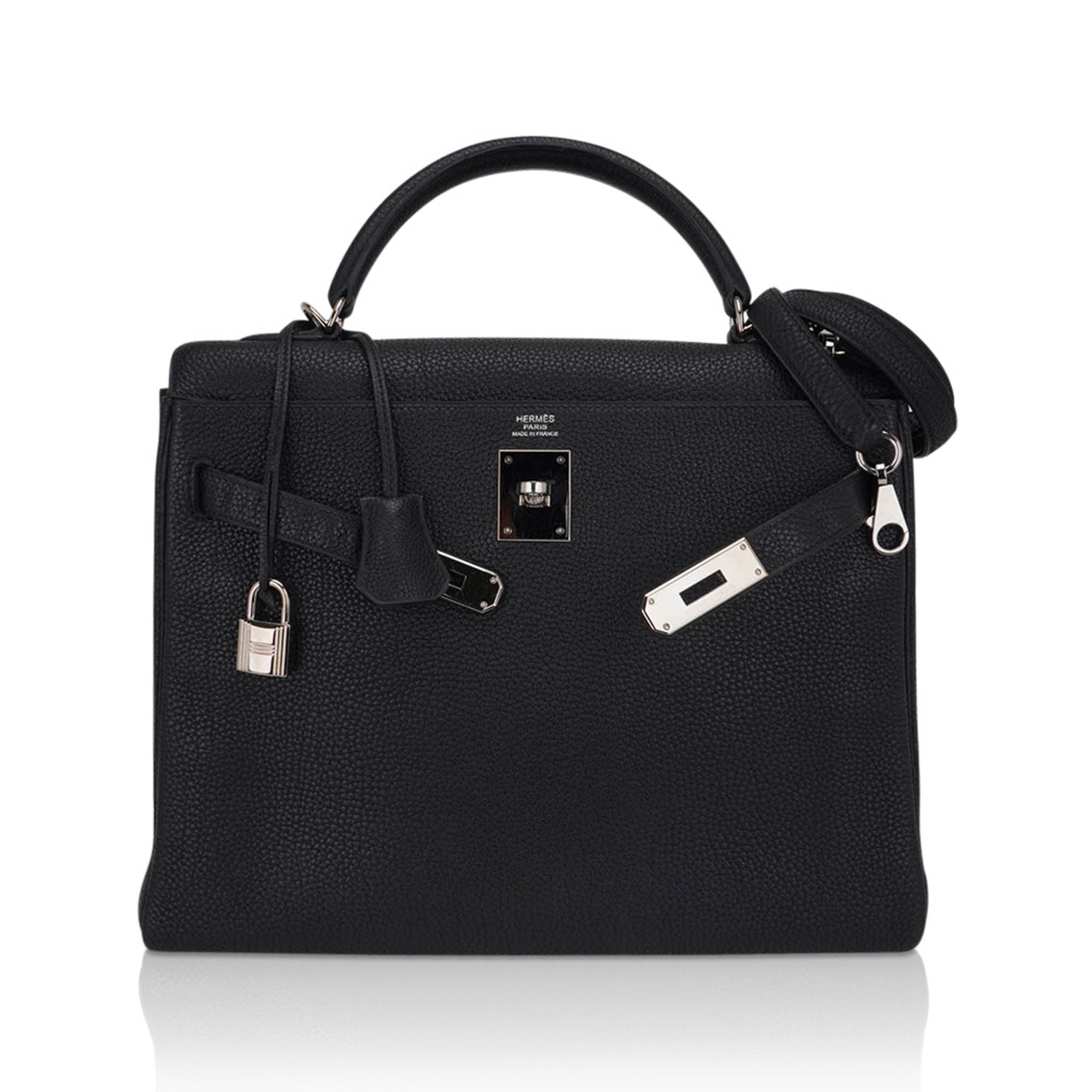 👜Kelly 32 Retourne Bag Black Togo Leather with Palladium Hardware