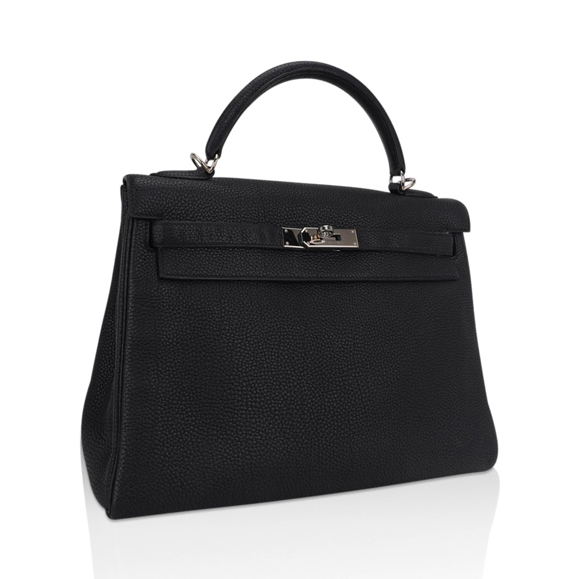 👜Kelly 32 Retourne Bag Black Togo Leather with Palladium Hardware