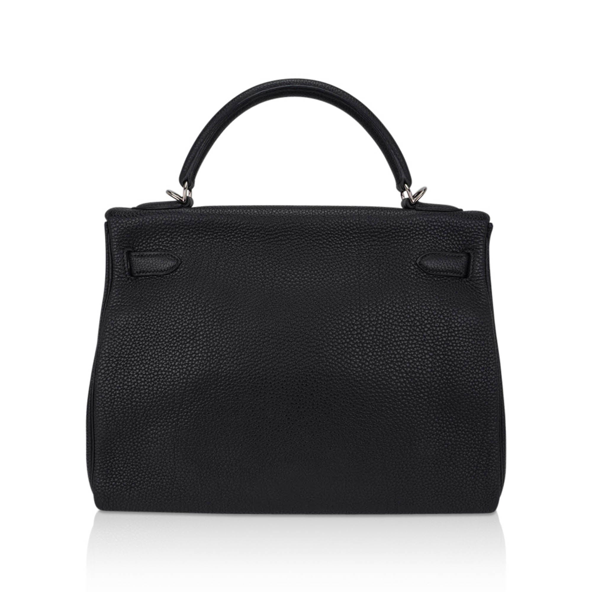 👜Kelly 32 Retourne Bag Black Togo Leather with Palladium Hardware