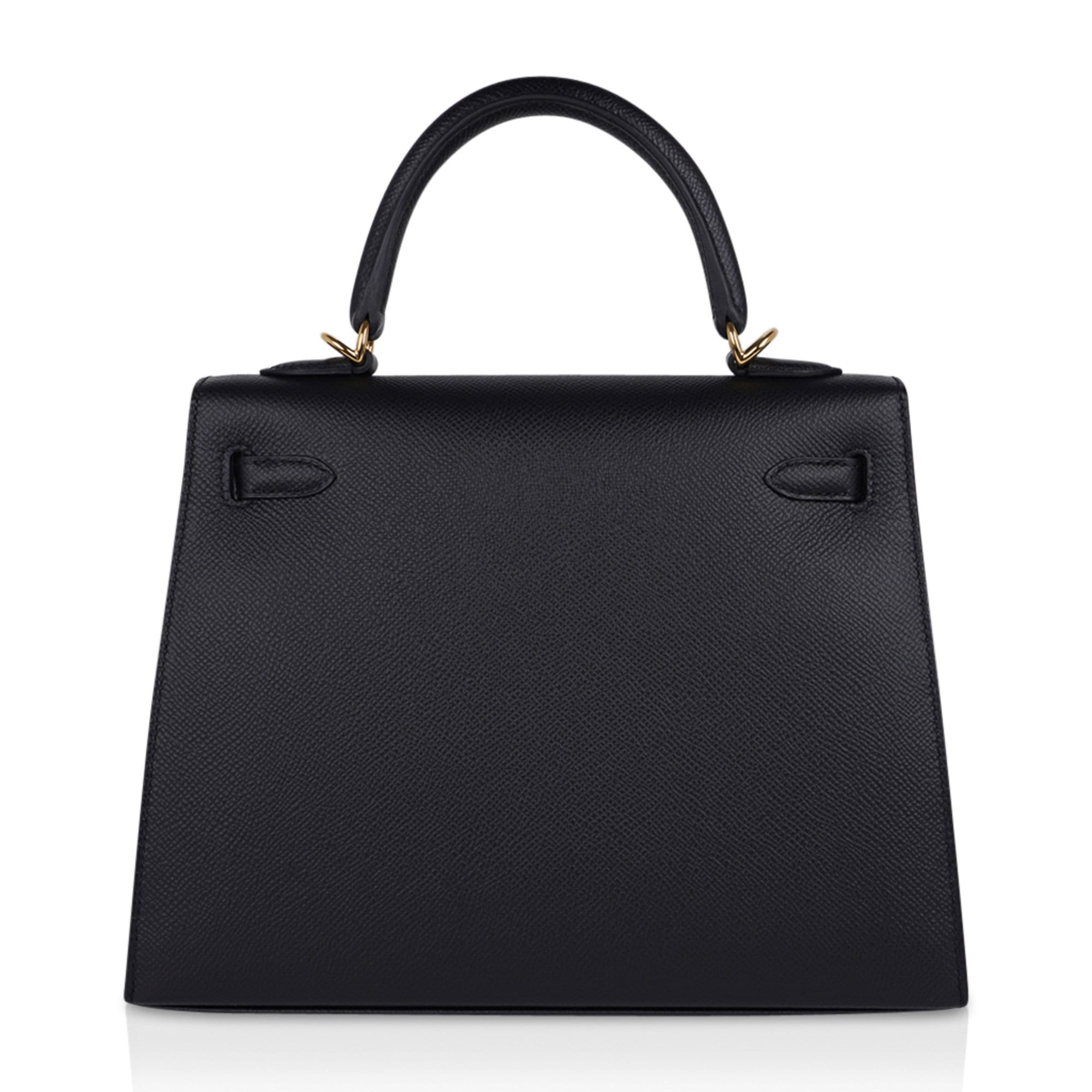 👜Kelly Sellier 25 Bag Black Epsom Gold Hardware New
