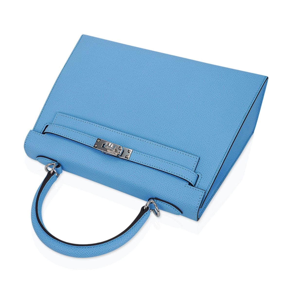 👜Kelly Sellier 25 Bag Blue Celeste Palladium Epsom Leather