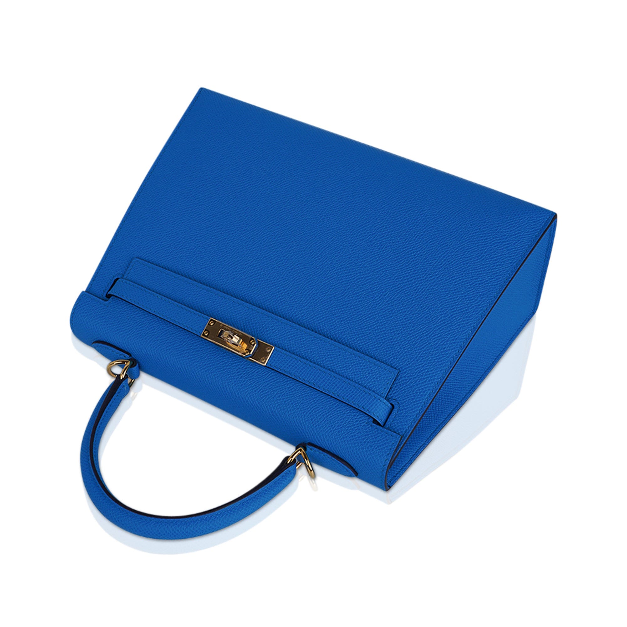 👜Kelly 25 Sellier Bag Blue Frida Epsom Leather with Gold Hardware