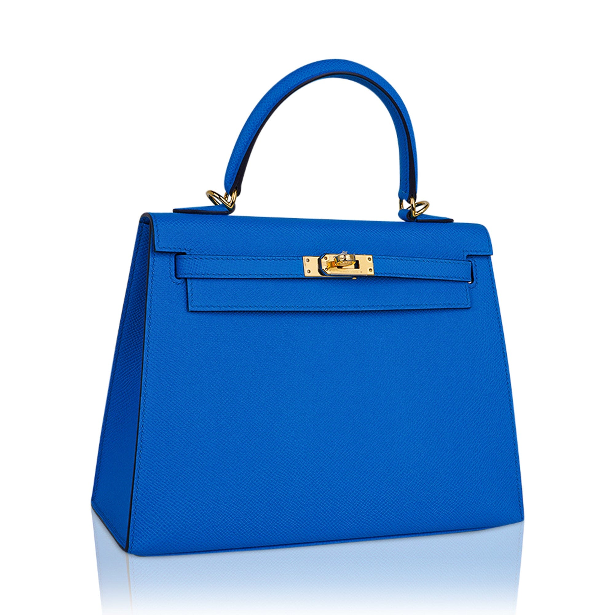 👜Kelly 25 Sellier Bag Blue Frida Epsom Leather with Gold Hardware