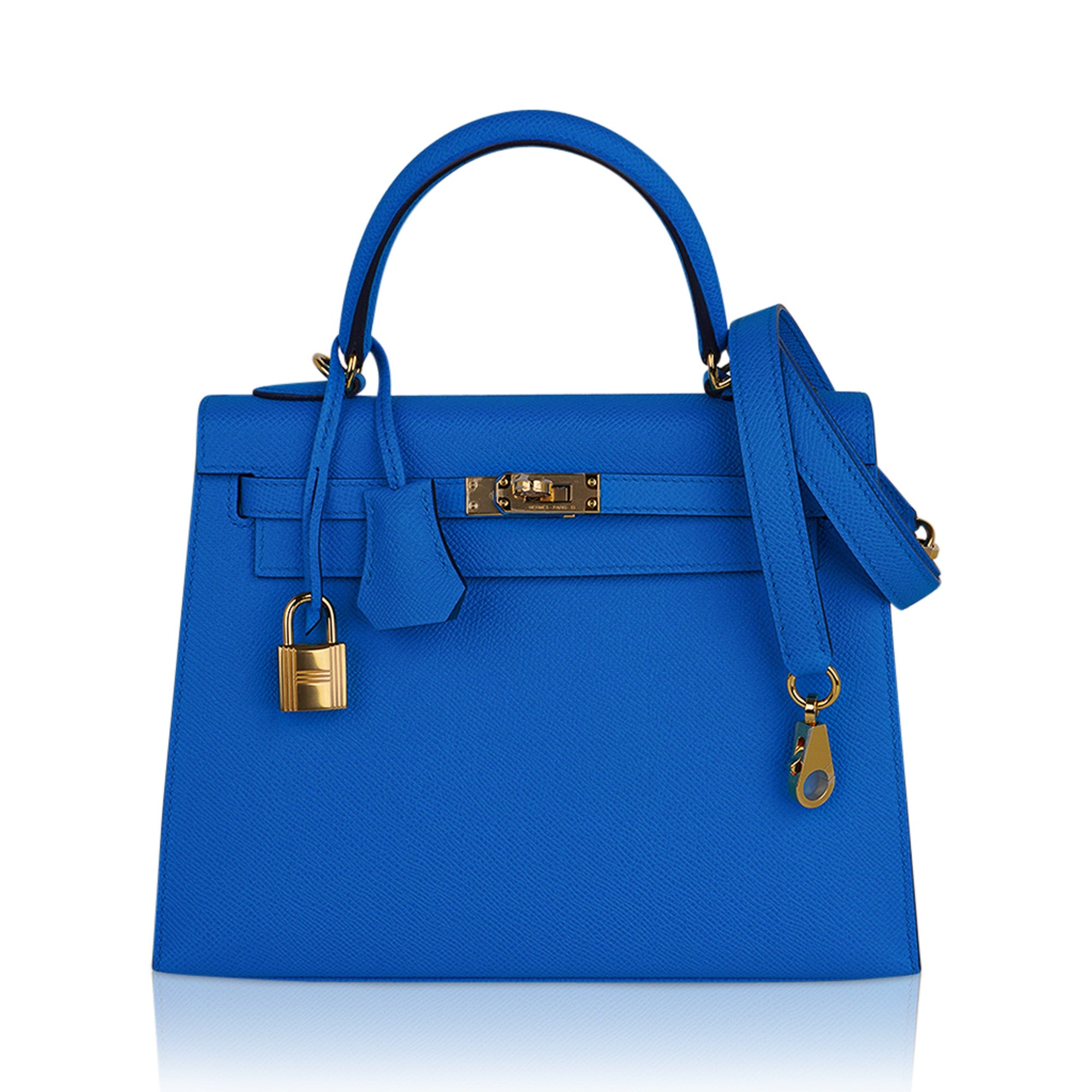 👜Kelly 25 Sellier Bag Blue Frida Epsom Leather with Gold Hardware