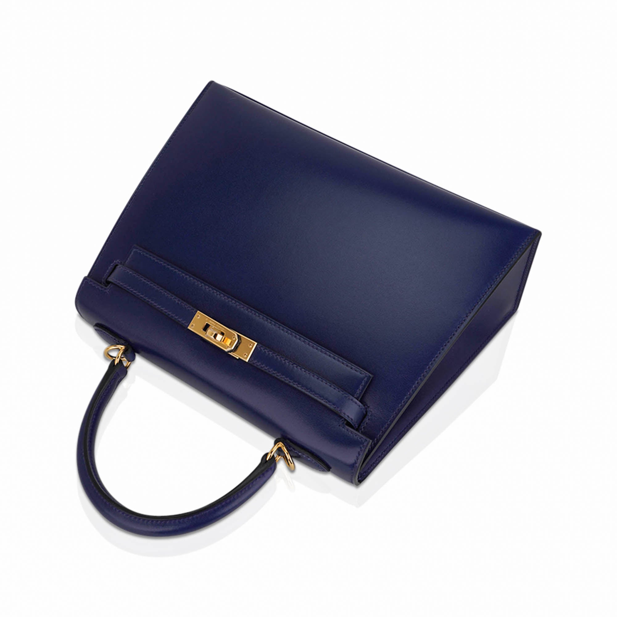 👜Kelly Sellier 25 Bag Blue Sapphire Box Leather with Gold Hardware