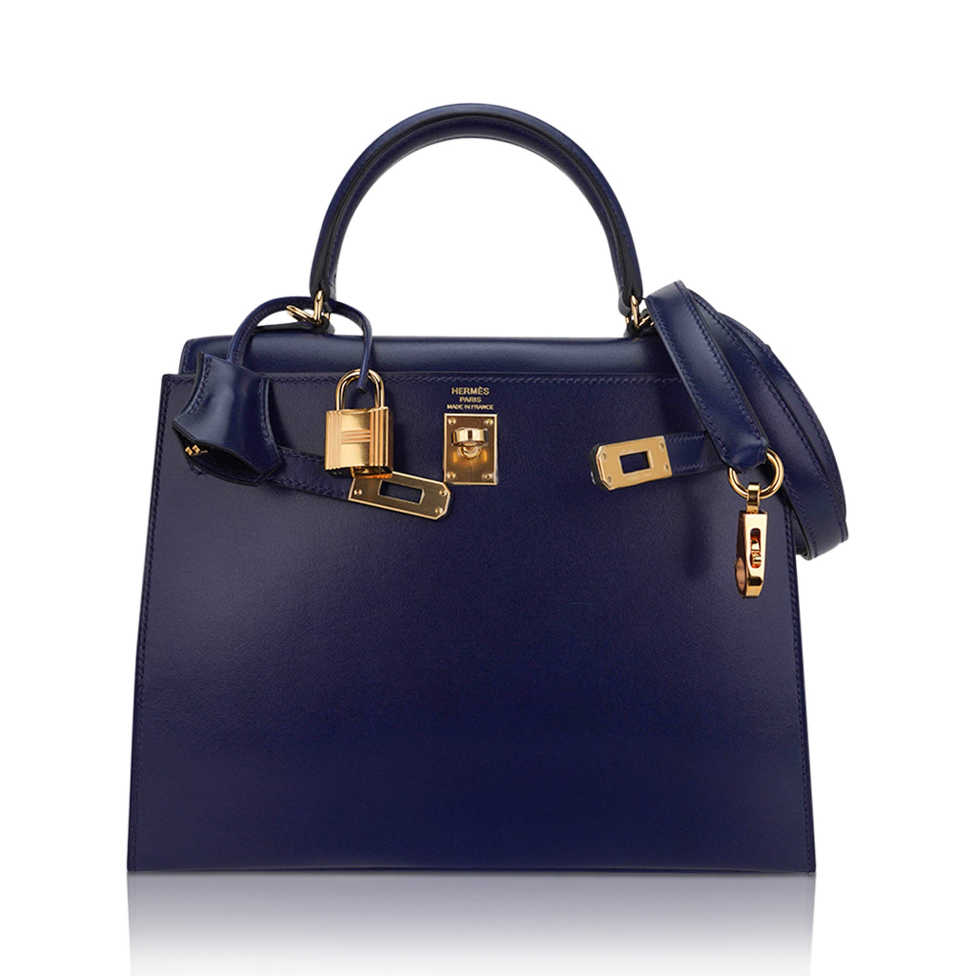 👜Kelly Sellier 25 Bag Blue Sapphire Box Leather with Gold Hardware