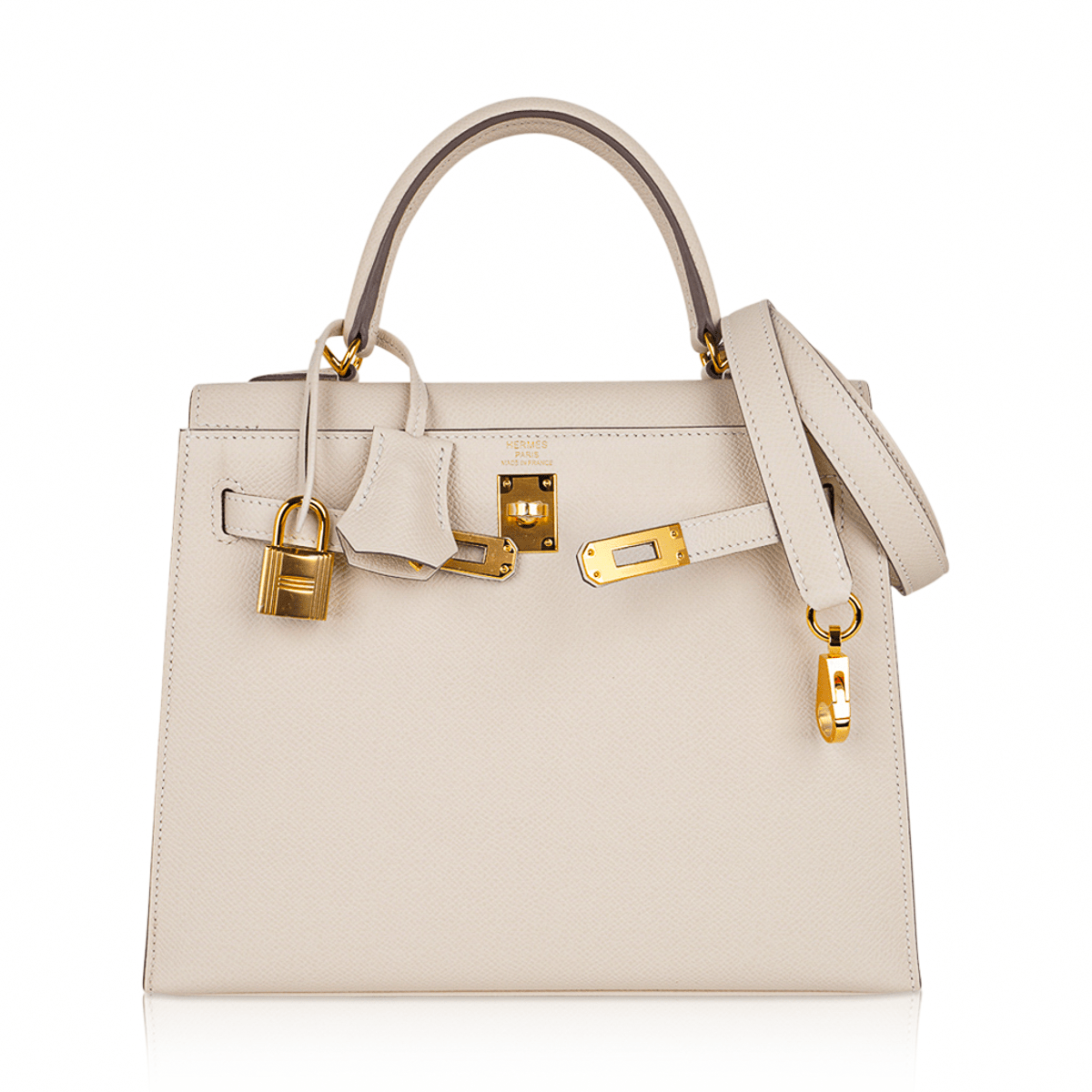 👜Kelly 25 Sellier Bag Craie Epsom Leather with Gold Hardware
