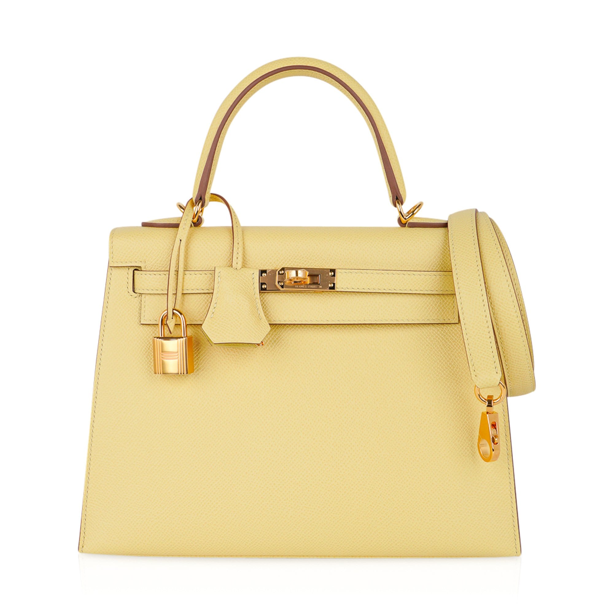 👜Kelly 25 Bag Jaune Poussin Epsom Gold Hardware