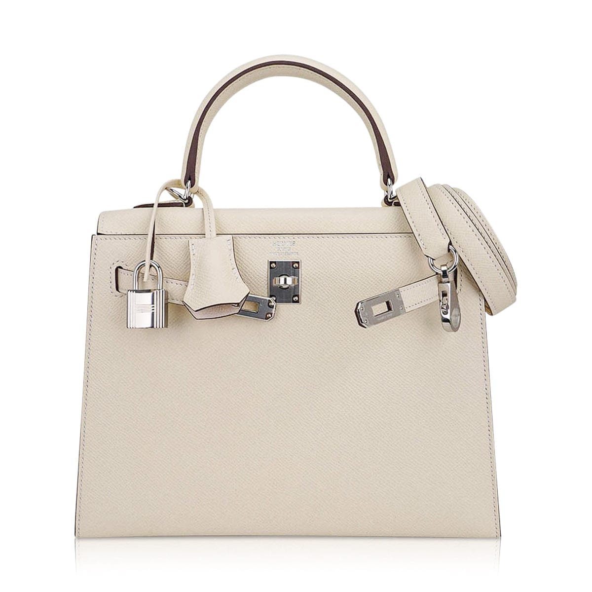 👜Kelly 25 Sellier Bag Nata Epsom Leather with Palladium Hardware