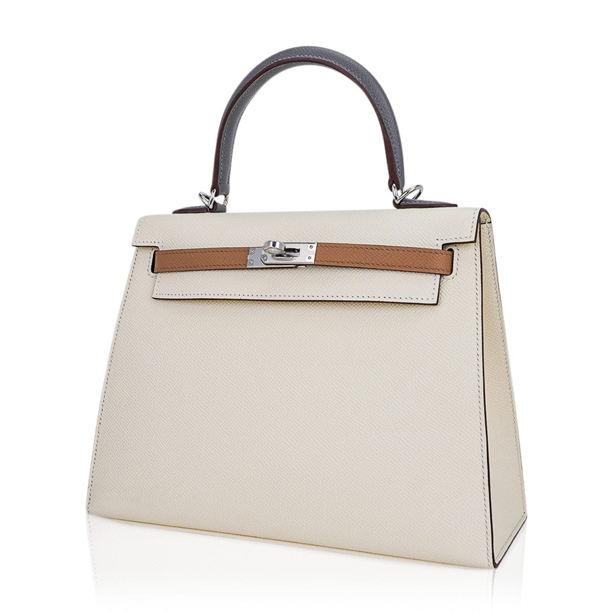 👜Kelly Sellier 25 Bag Nata Chai & Gris Meyer Epsom Leather with Palladium Hardware