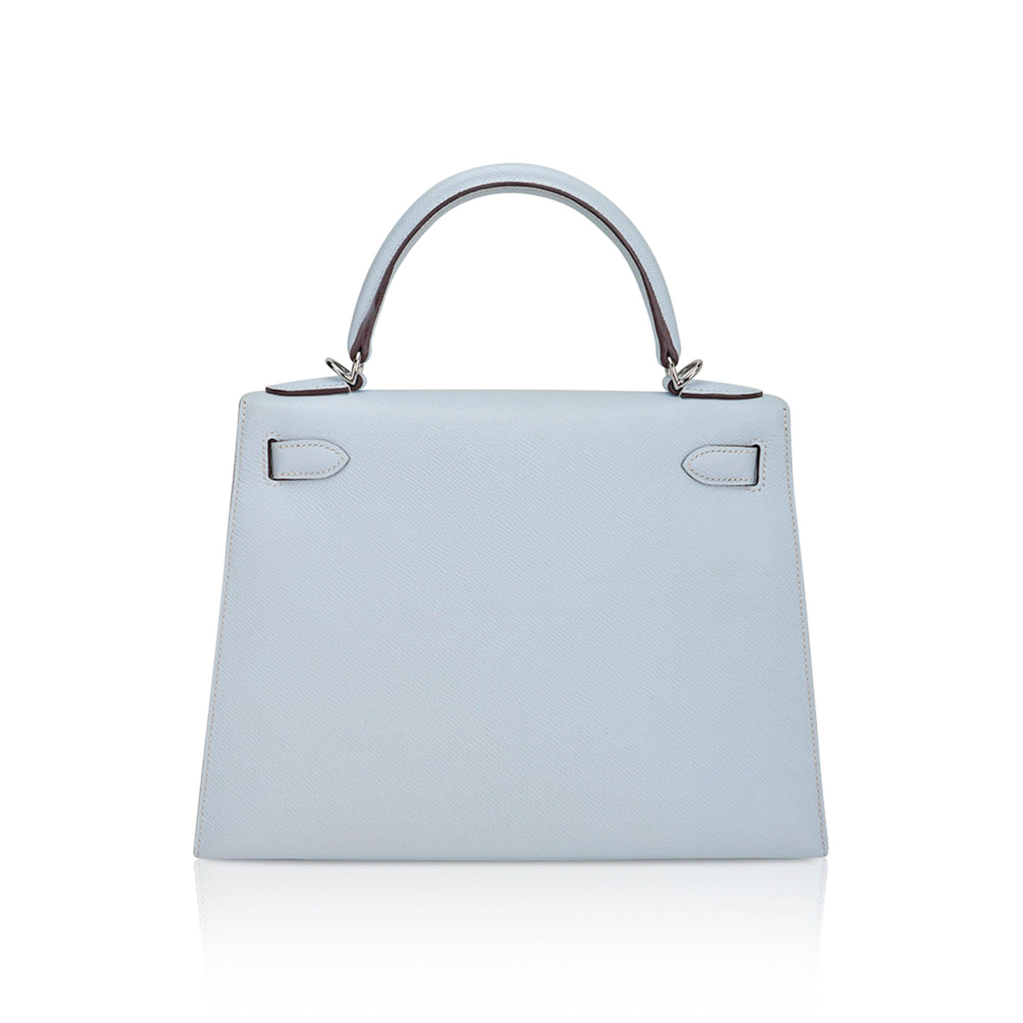 👜Kelly Sellier 28 Bag Blue Brume Epsom Leather with Palladium Hardware