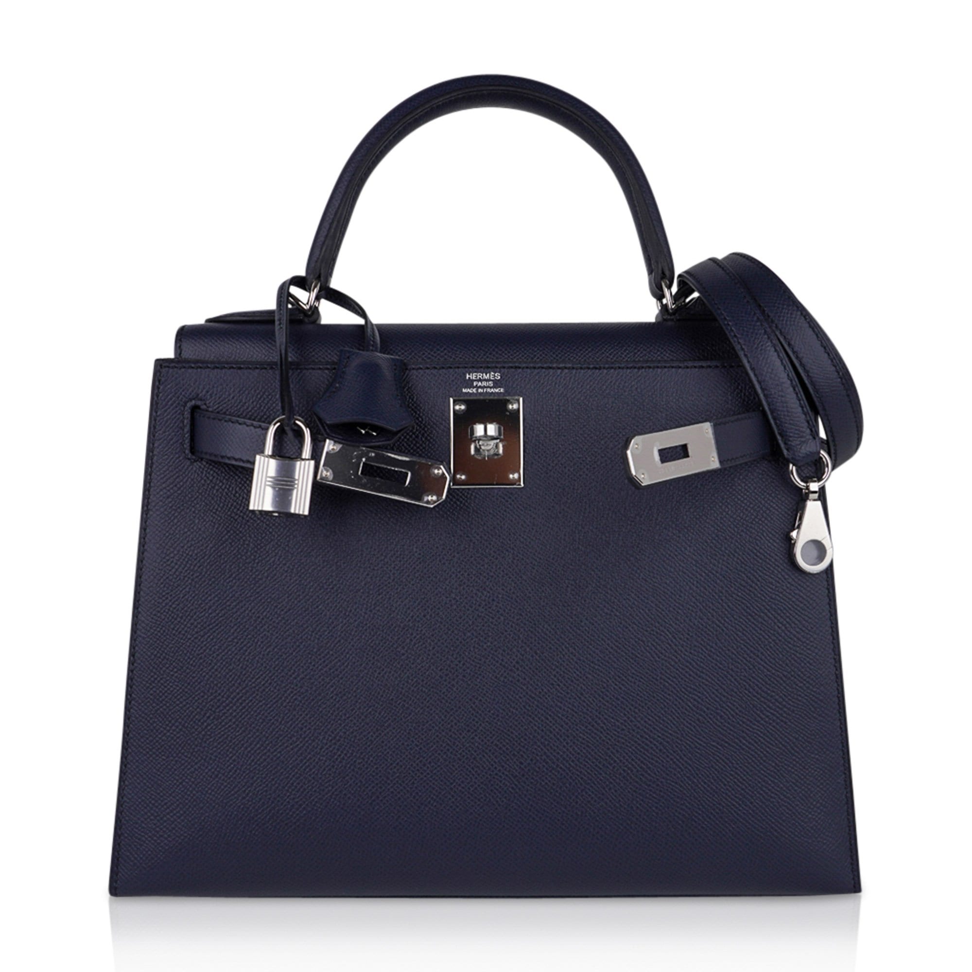 👜Kelly 28 Bag Blue Indigo Sellier Epsom Palladium Hardware New/Box