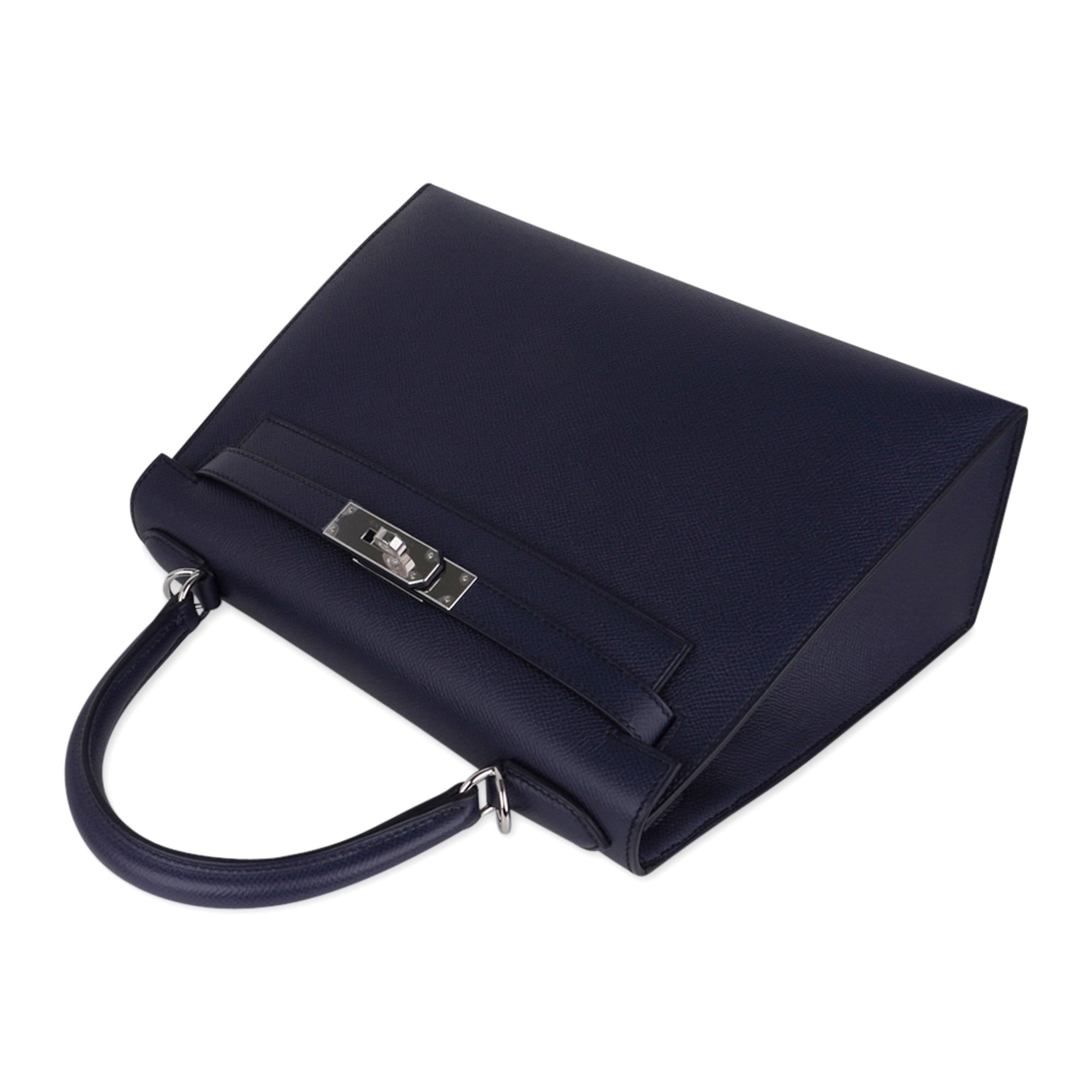 👜Kelly 28 Bag Blue Indigo Sellier Epsom Palladium Hardware New/Box
