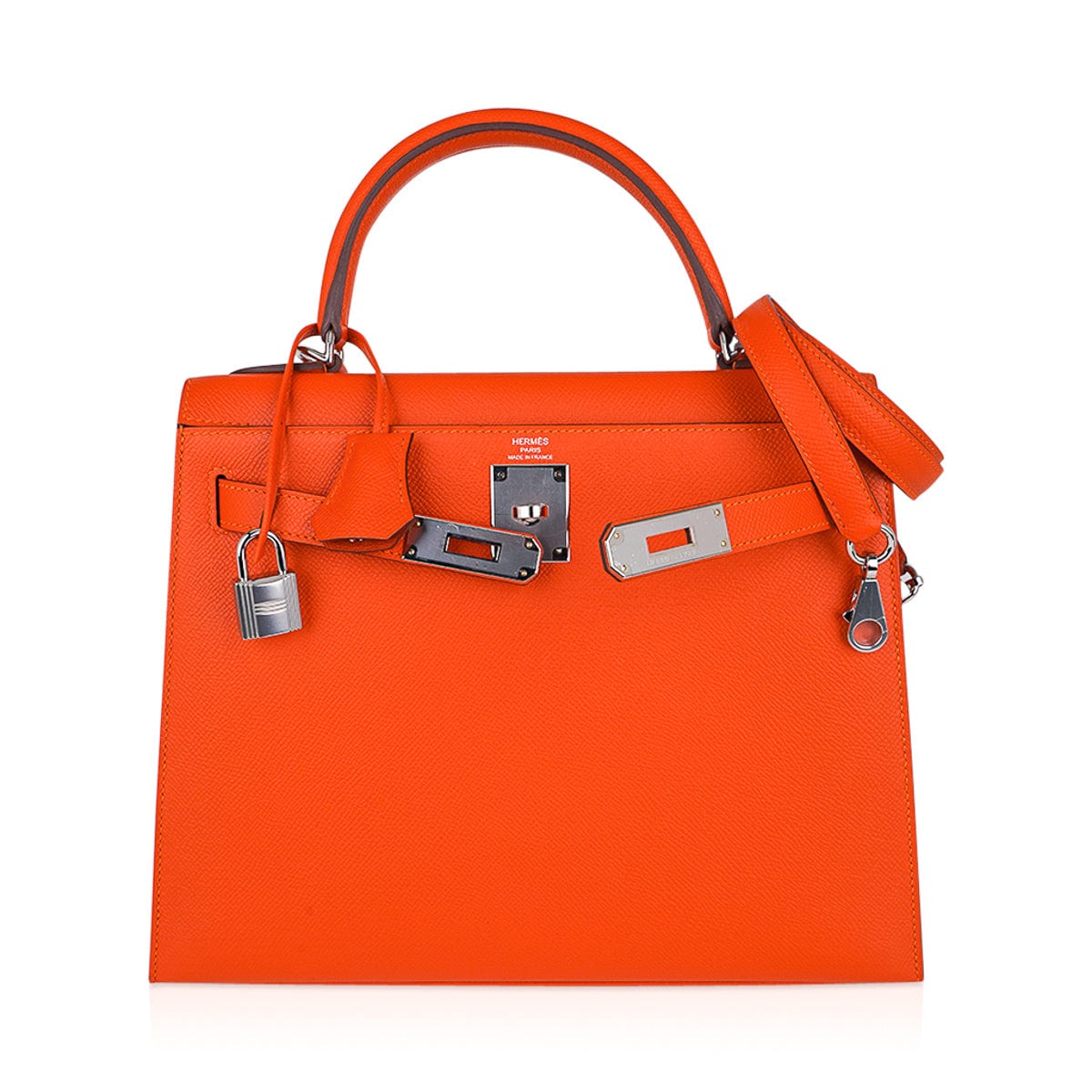 👜Kelly 28 Sellier Bag Feu Epsom Leather Palladium Hardware