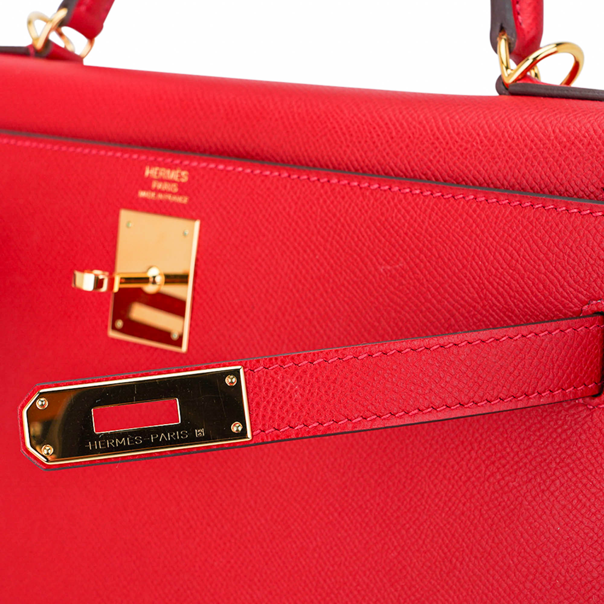 👜Kelly 32 Sellier Bag Rouge Casaque Epsom Leather with Gold Hardware
