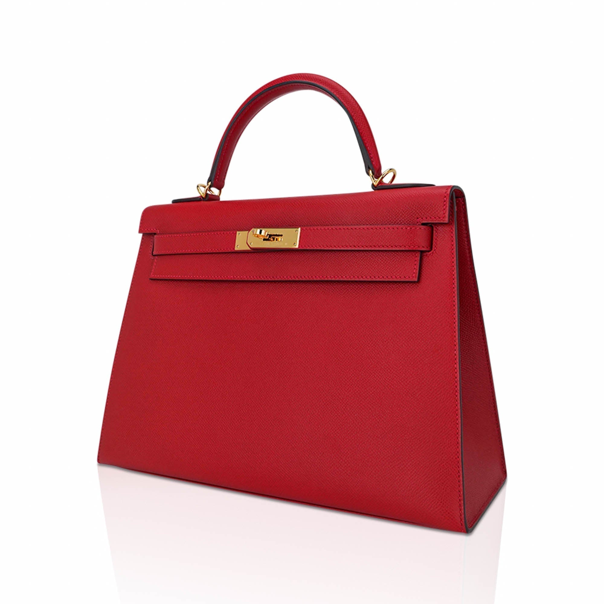 👜Kelly 32 Sellier Bag Rouge Casaque Epsom Leather with Gold Hardware