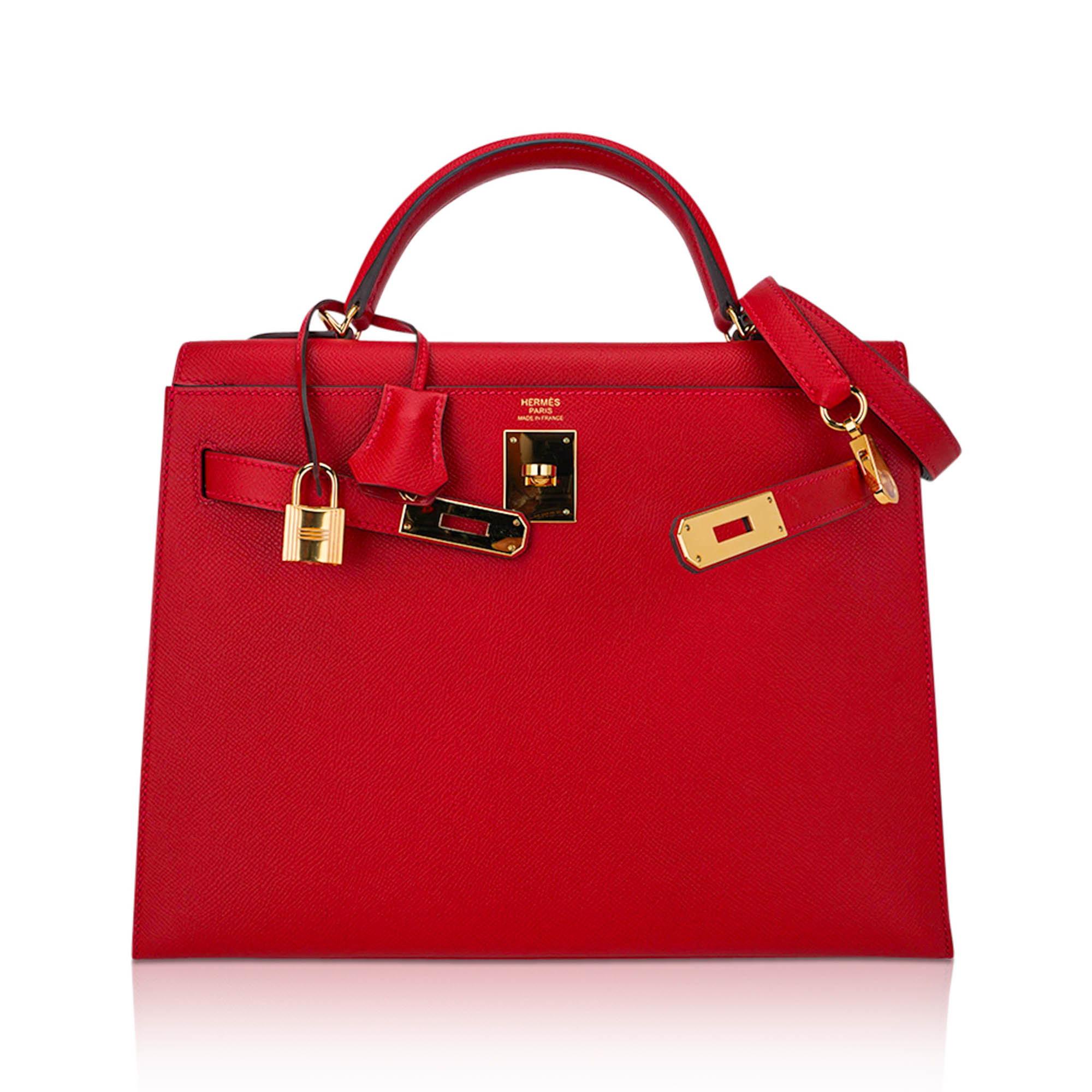 👜Kelly 32 Sellier Bag Rouge Casaque Epsom Leather with Gold Hardware