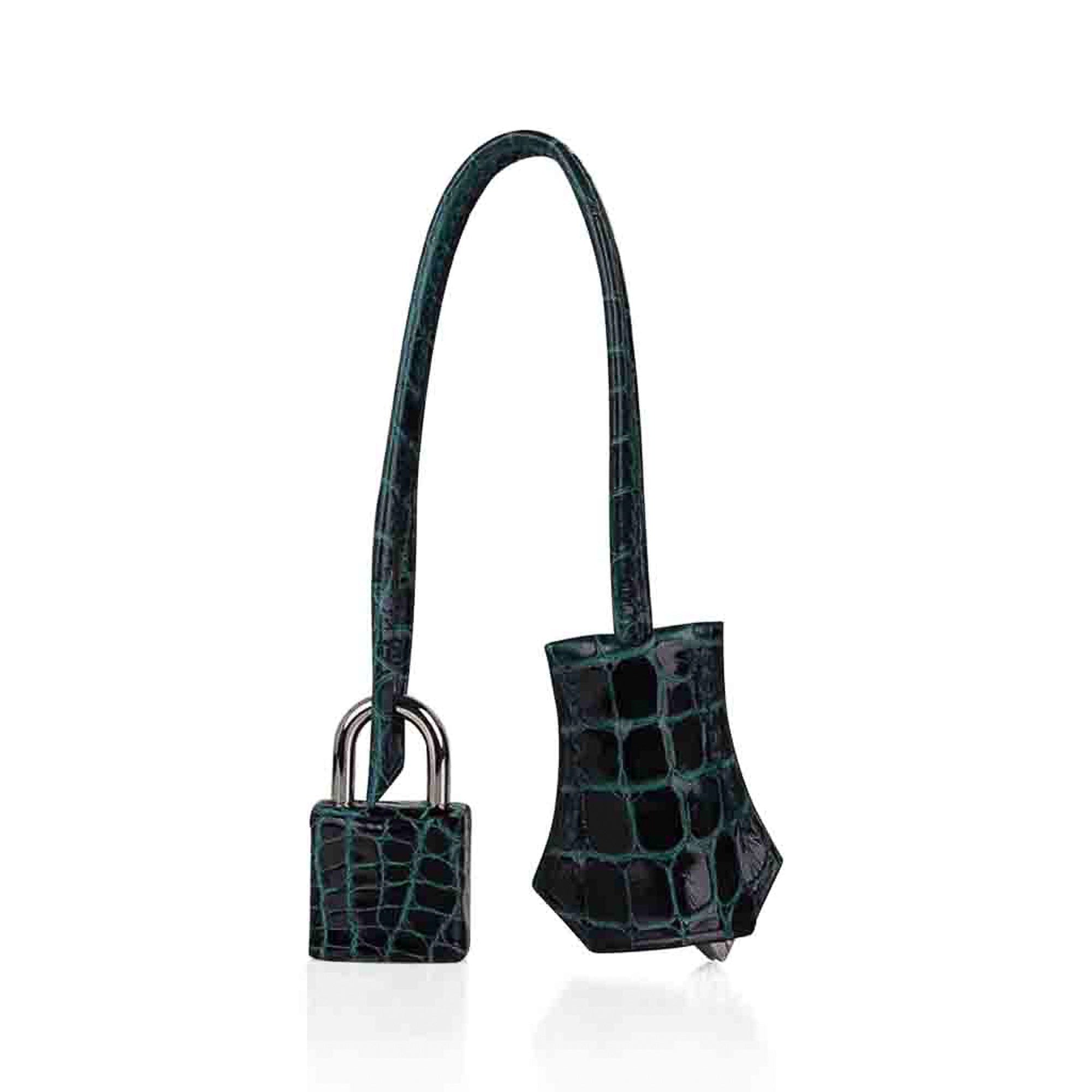 👜Kelly 28 Sellier Verso Vert Cypress / Vert Jade Bag Alligator Palladium Hardware