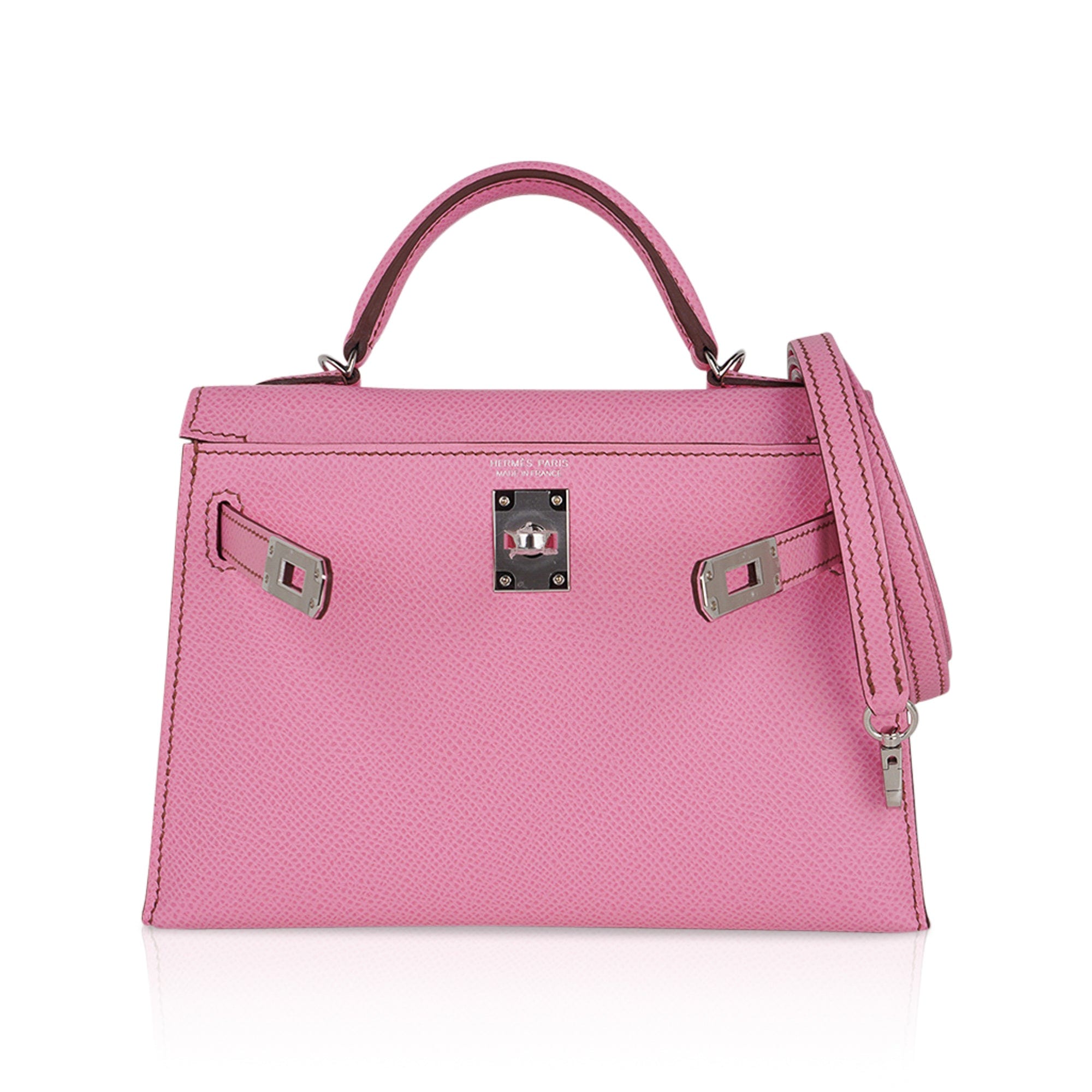 👜Mini Kelly 20 Sellier Bag in 5P Pink Bubblegum Epsom Leather with Palladium Hardware