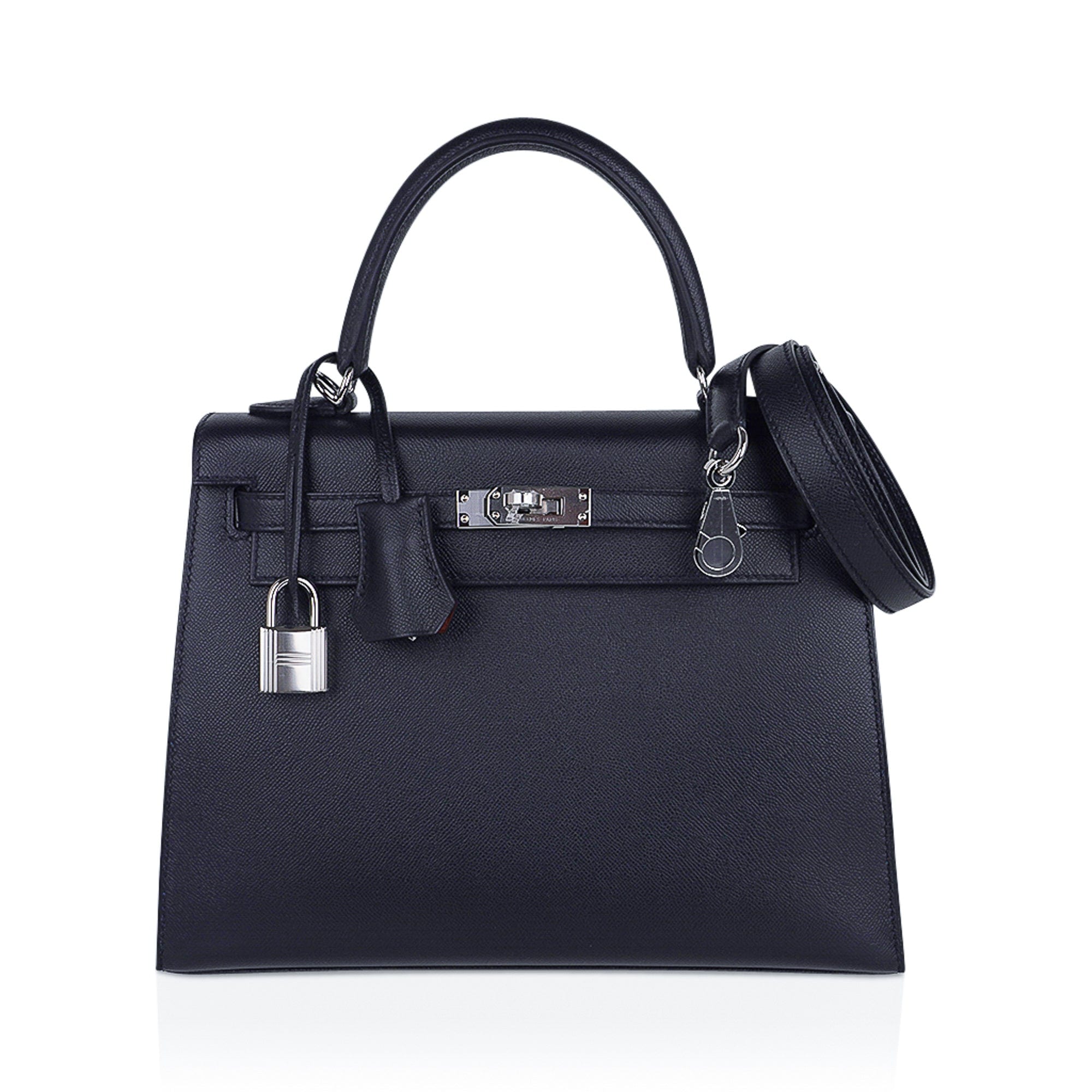 👜Verso Kelly Sellier 25 Bag Bleu de Minuit & Etrusque Veau Madame Leather with Palladium Hardware