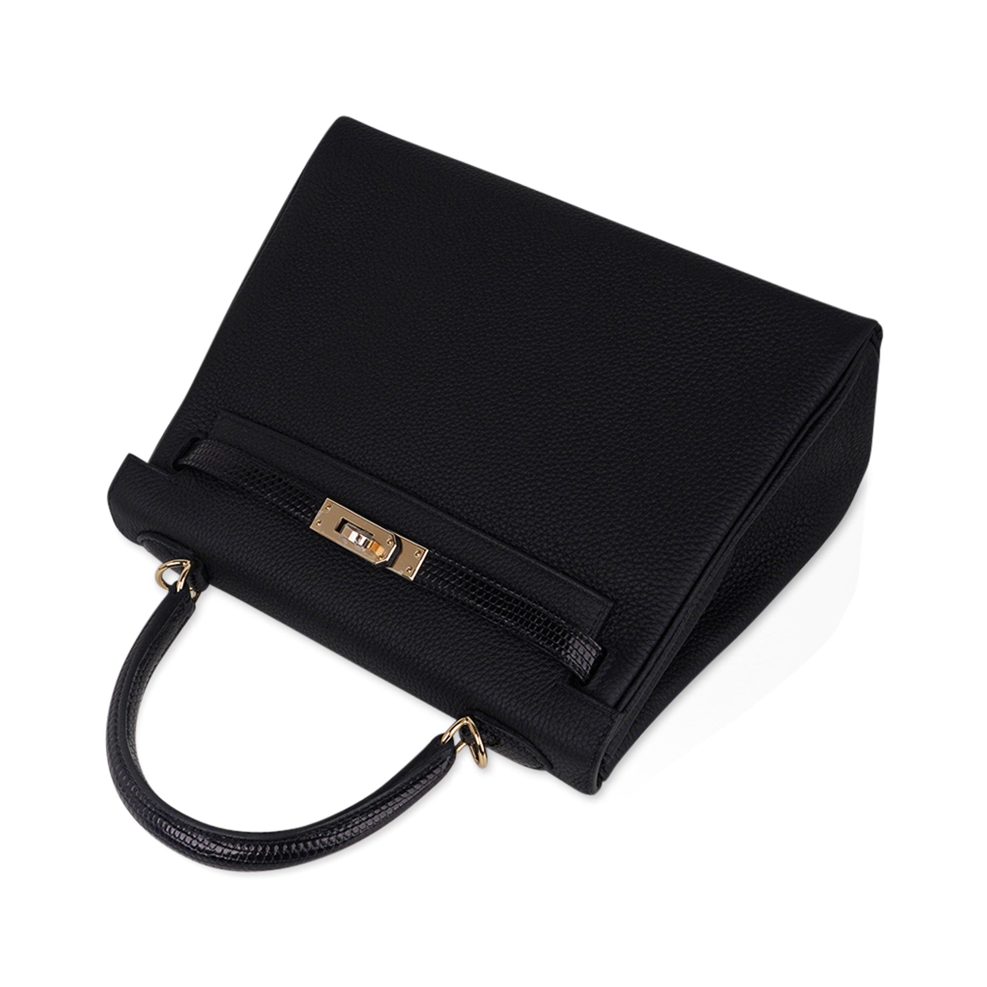 👜Kelly Touch 25 Retourne Bag Black Lizard / Togo Permabrass Hardware