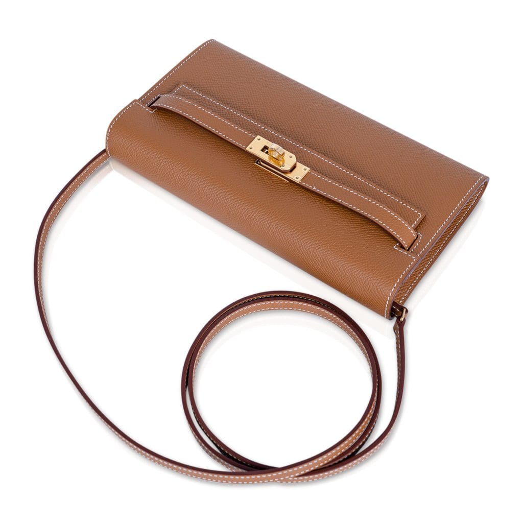 👜Kelly Classique To Go Wallet Gold Epsom Gold Hardware New w/Box