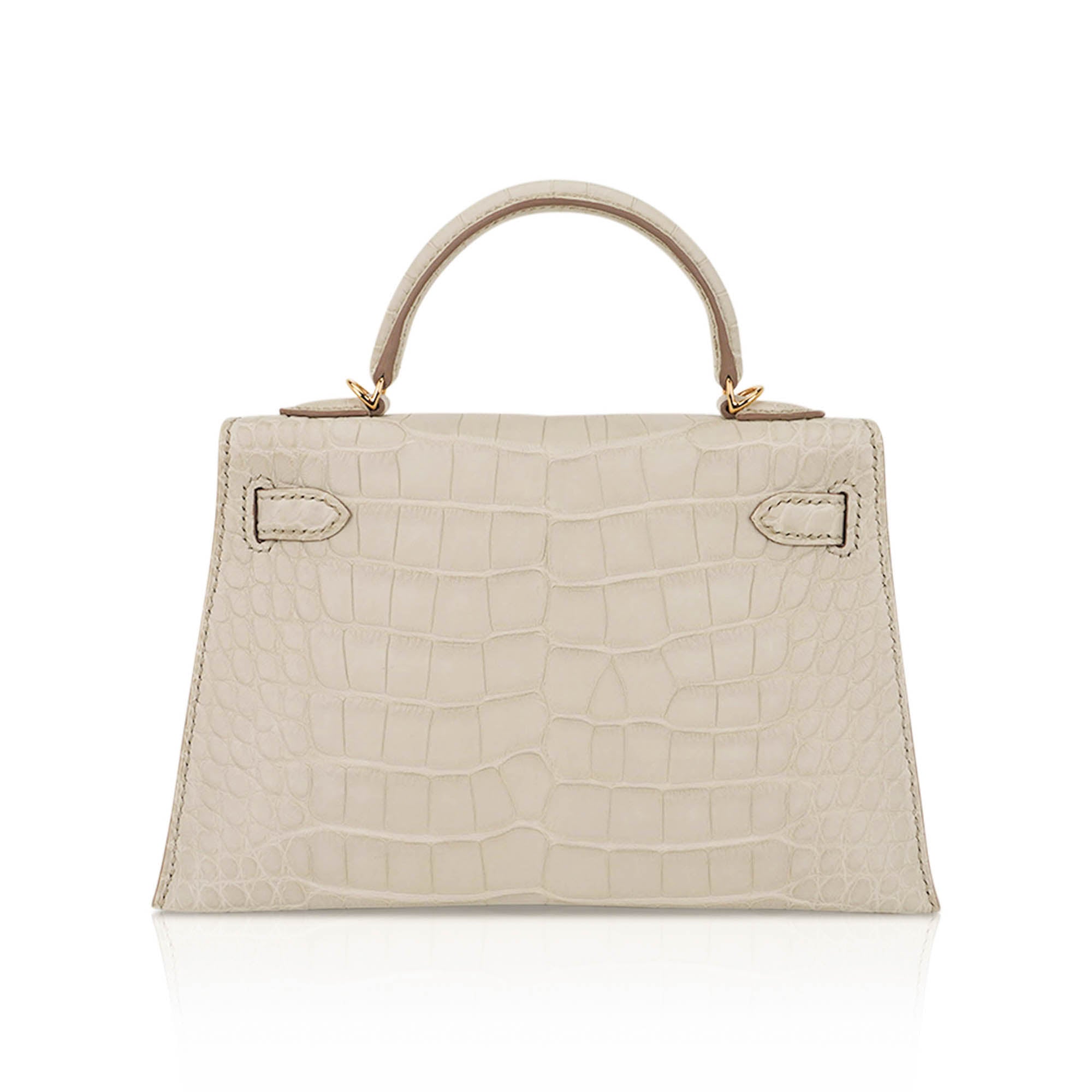 👜Limited Edition Mini Kelly 20 Sellier Beton Matte Alligator Bag with Gold Hardware