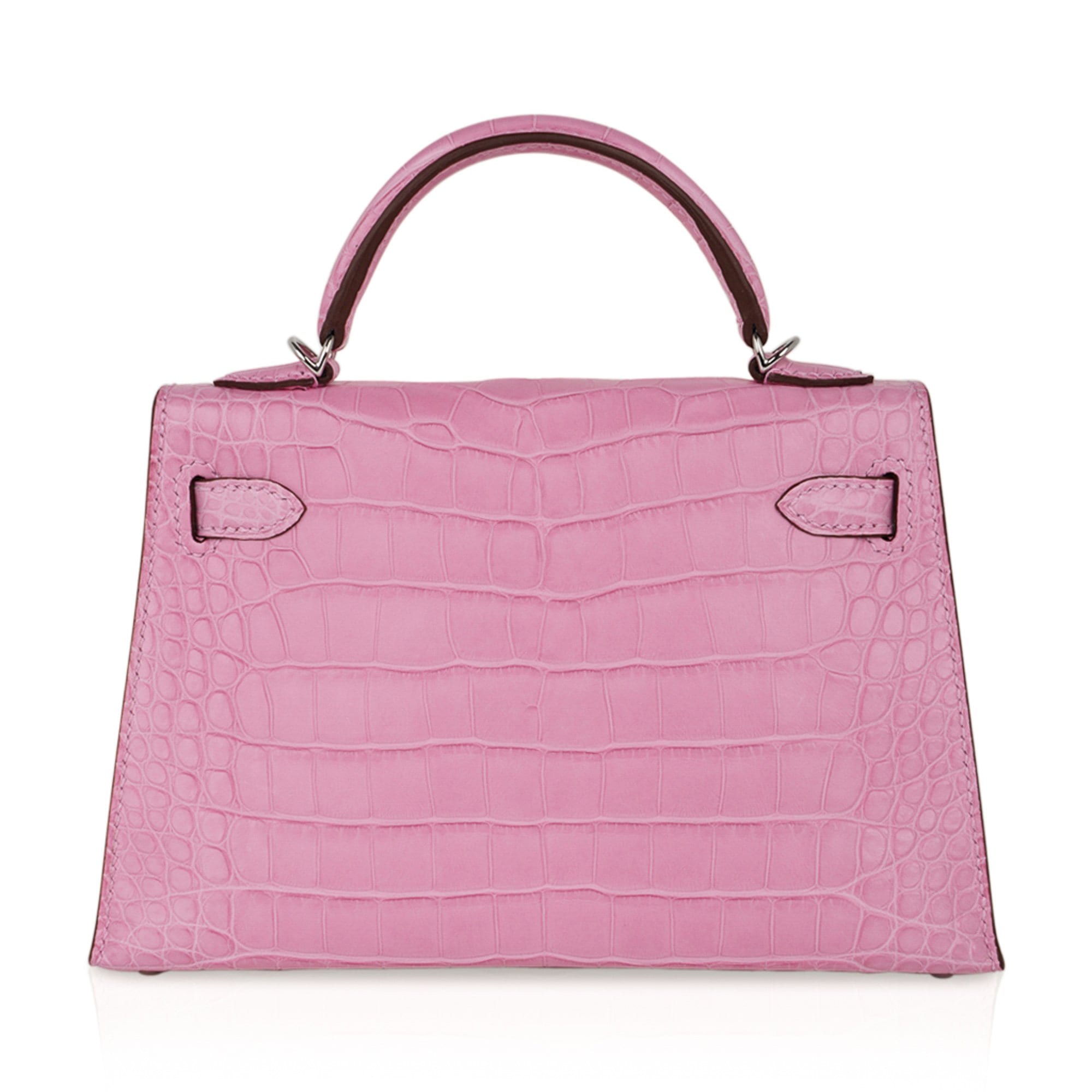 👜Kelly 20 Mini Sellier Bag 5P Pink Matte Alligator Palladium Limited Edition