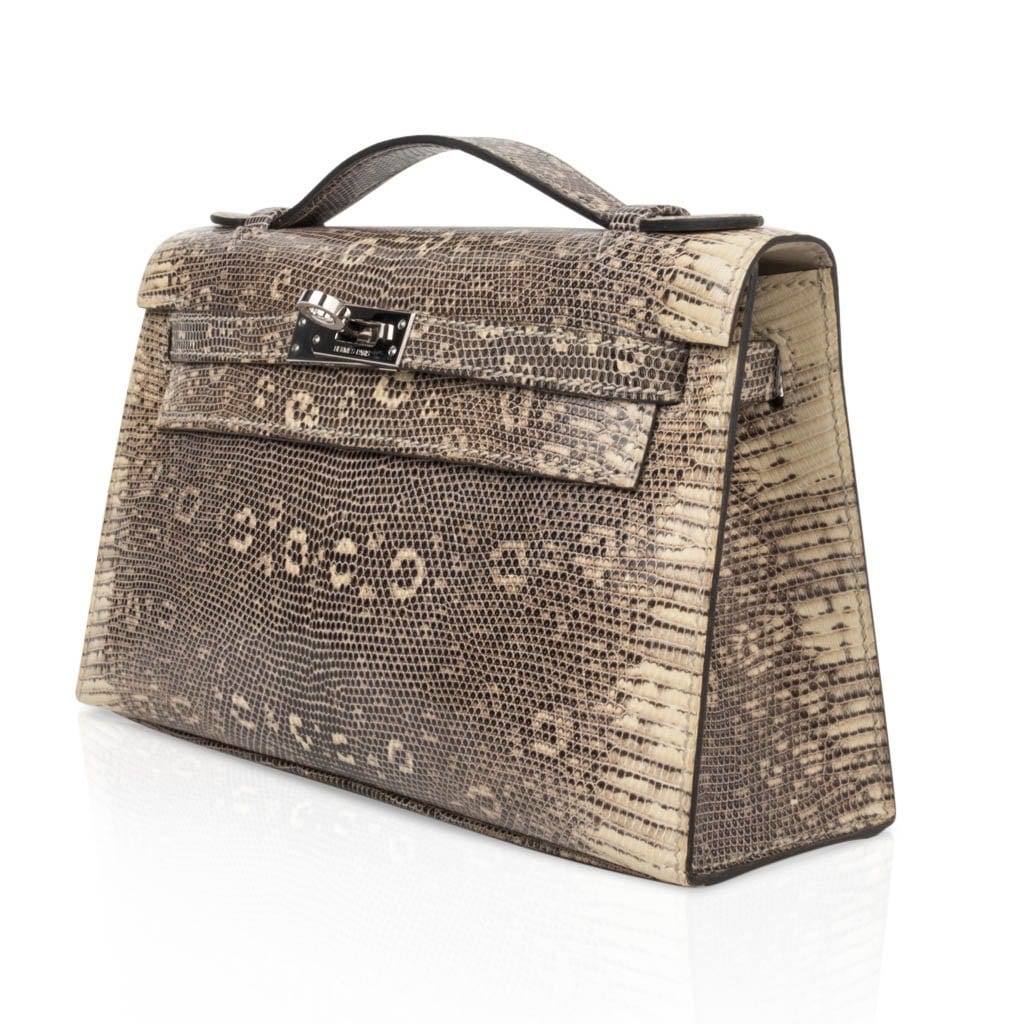 👜Kelly Pochette Bag Ombre Lizard Clutch Palladium Hardware Very Rare
