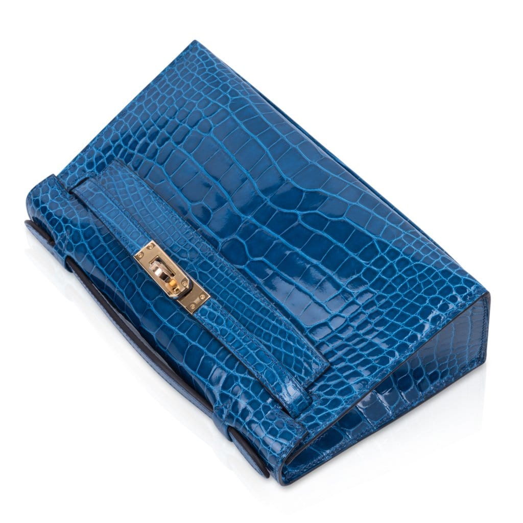 👜Kelly Pochette Mykonos Alligator Gold Hardware