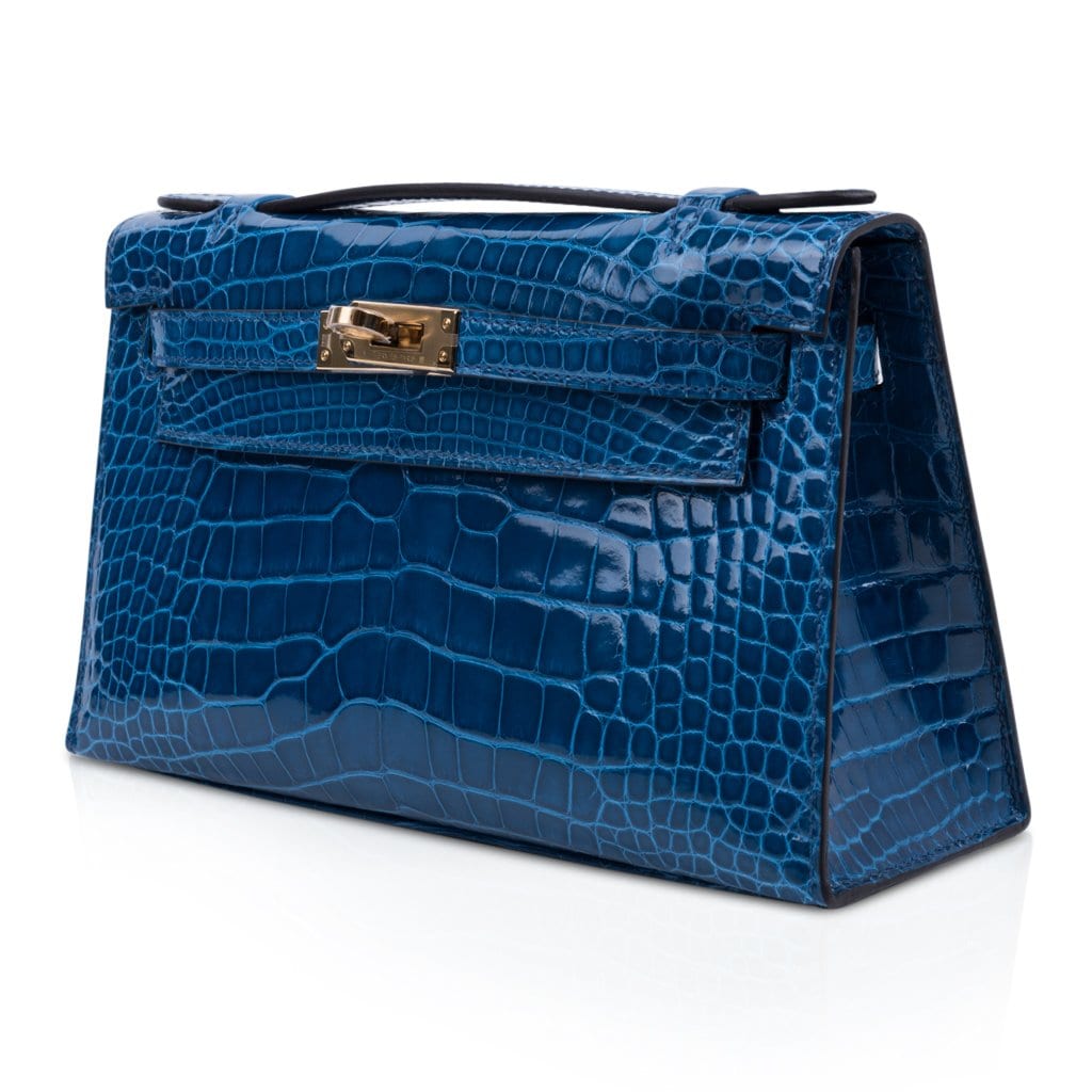 👜Kelly Pochette Mykonos Alligator Gold Hardware