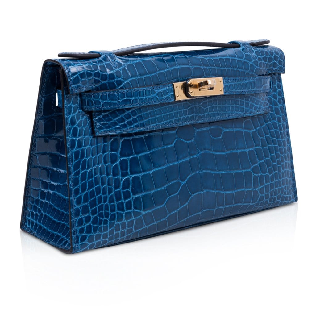 👜Kelly Pochette Mykonos Alligator Gold Hardware