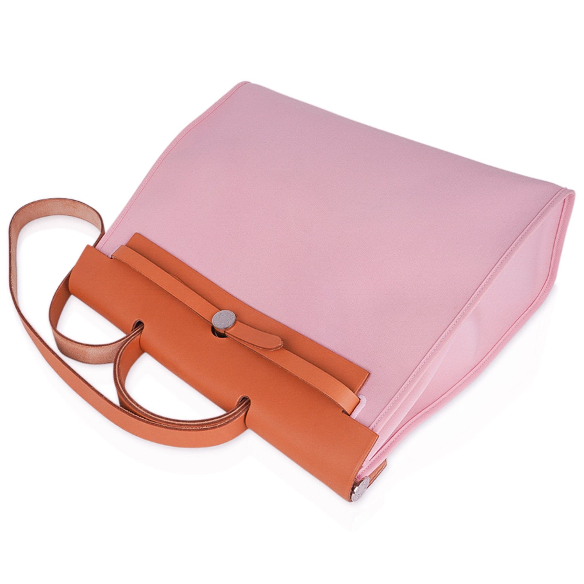 👜Herbag Zip 39 GM Bag Rose Sakura Canvas Vache Hunter Leather with Palladium Hardware