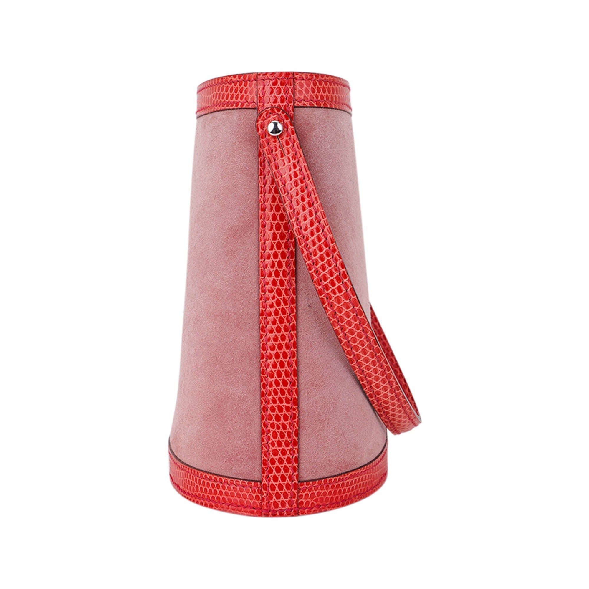👜Limited Edition Stromboli Bag Rose Indien Doblis Rose Azalee Lizard with Sterling Silver Lid