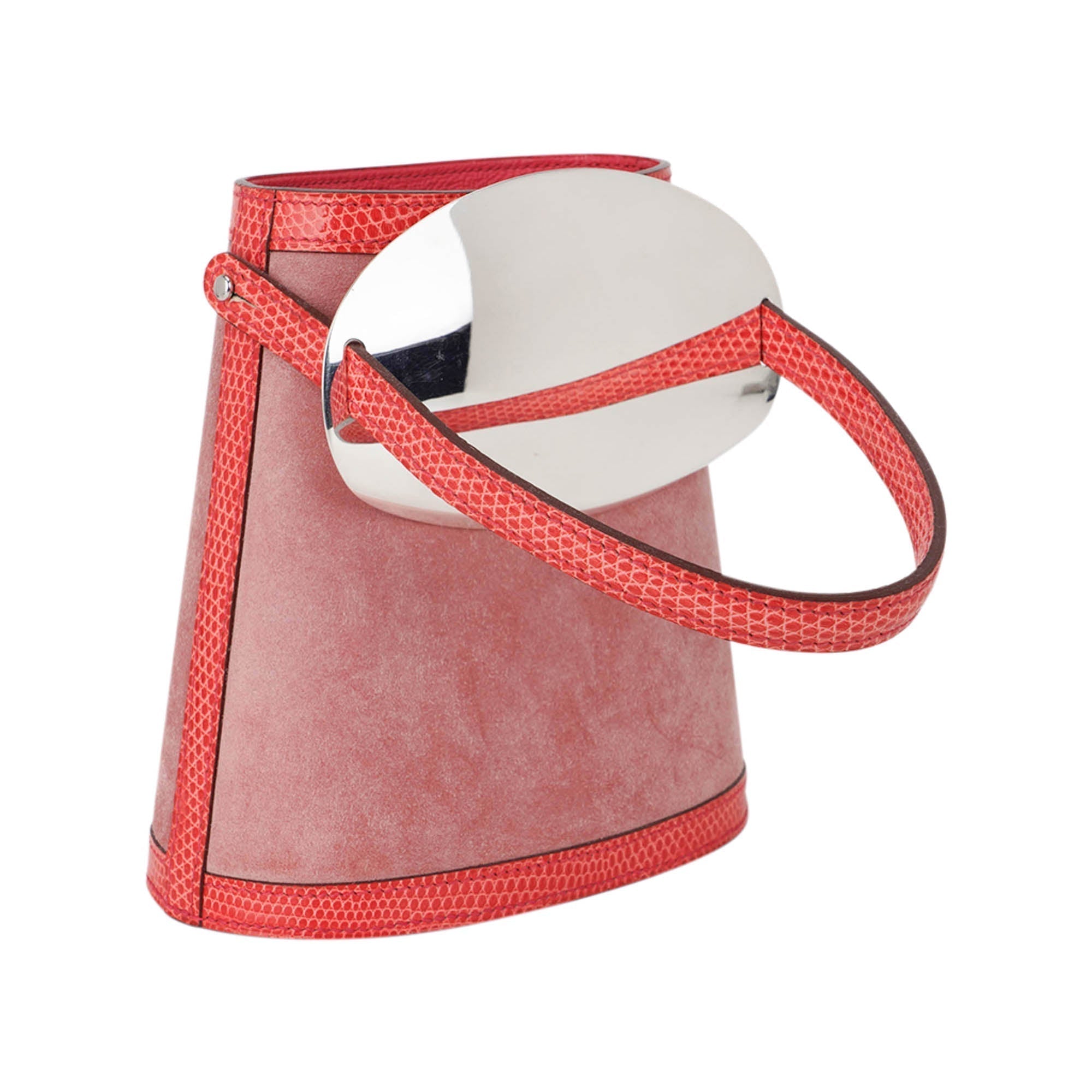 👜Limited Edition Stromboli Bag Rose Indien Doblis Rose Azalee Lizard with Sterling Silver Lid