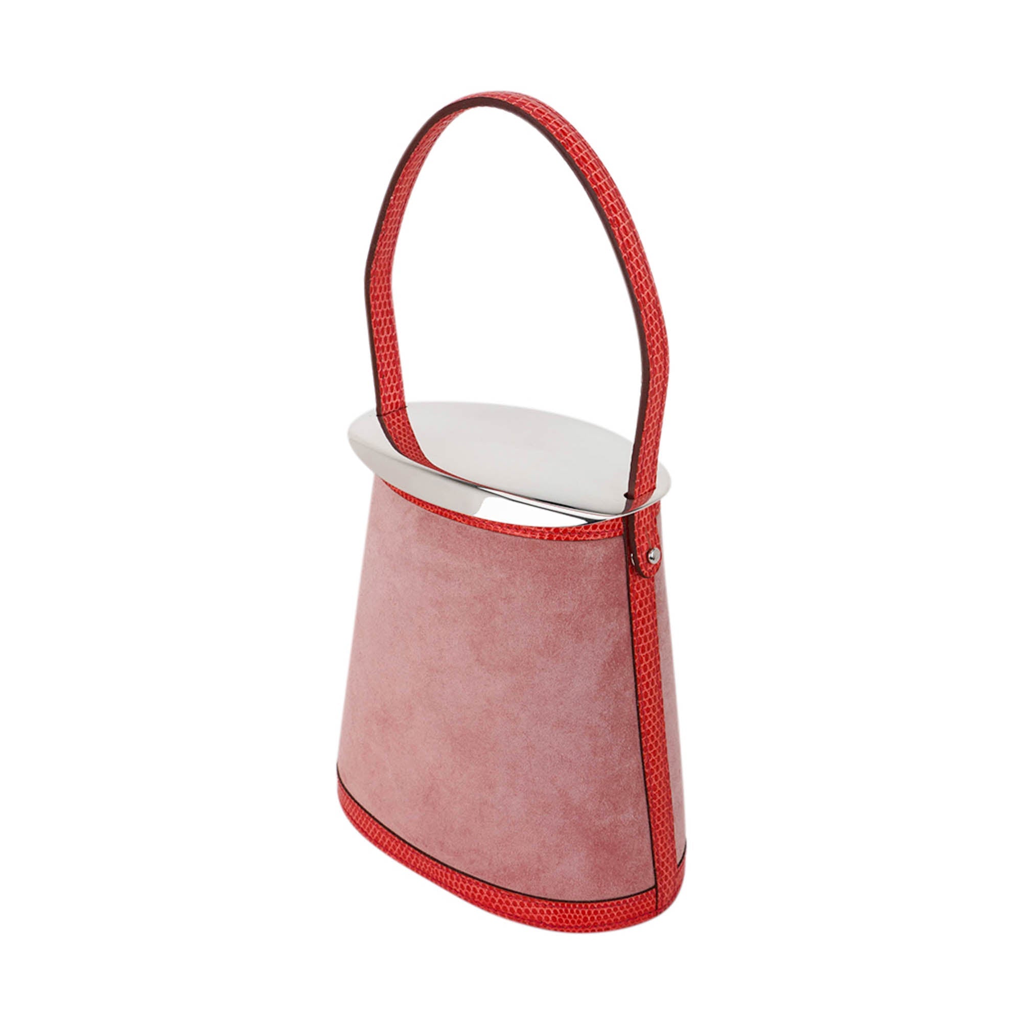 👜Limited Edition Stromboli Bag Rose Indien Doblis Rose Azalee Lizard with Sterling Silver Lid