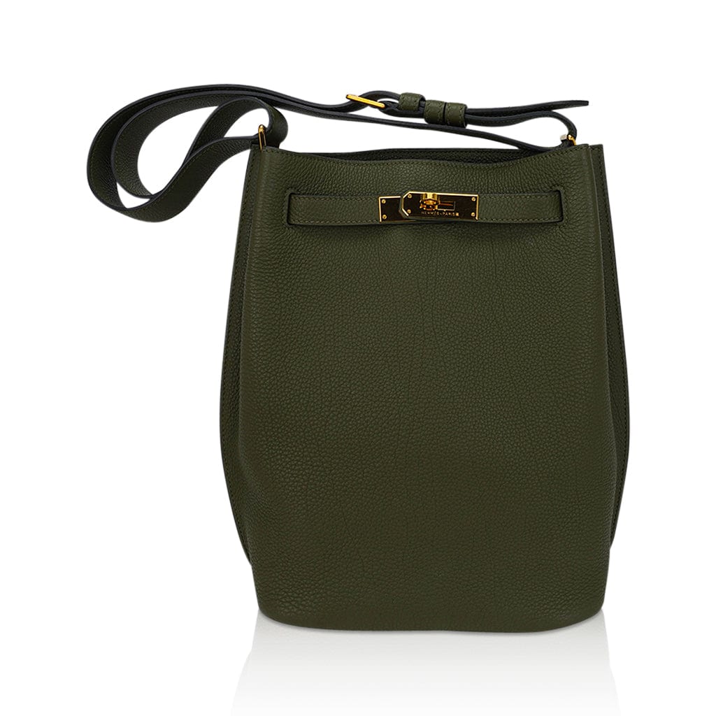 👜So Kelly 22 Vert Veronese Tote Shoulder Bag Gold Hardware Togo Leather