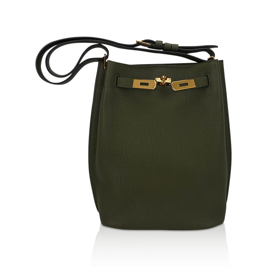 👜So Kelly 22 Vert Veronese Tote Shoulder Bag Gold Hardware Togo Leather