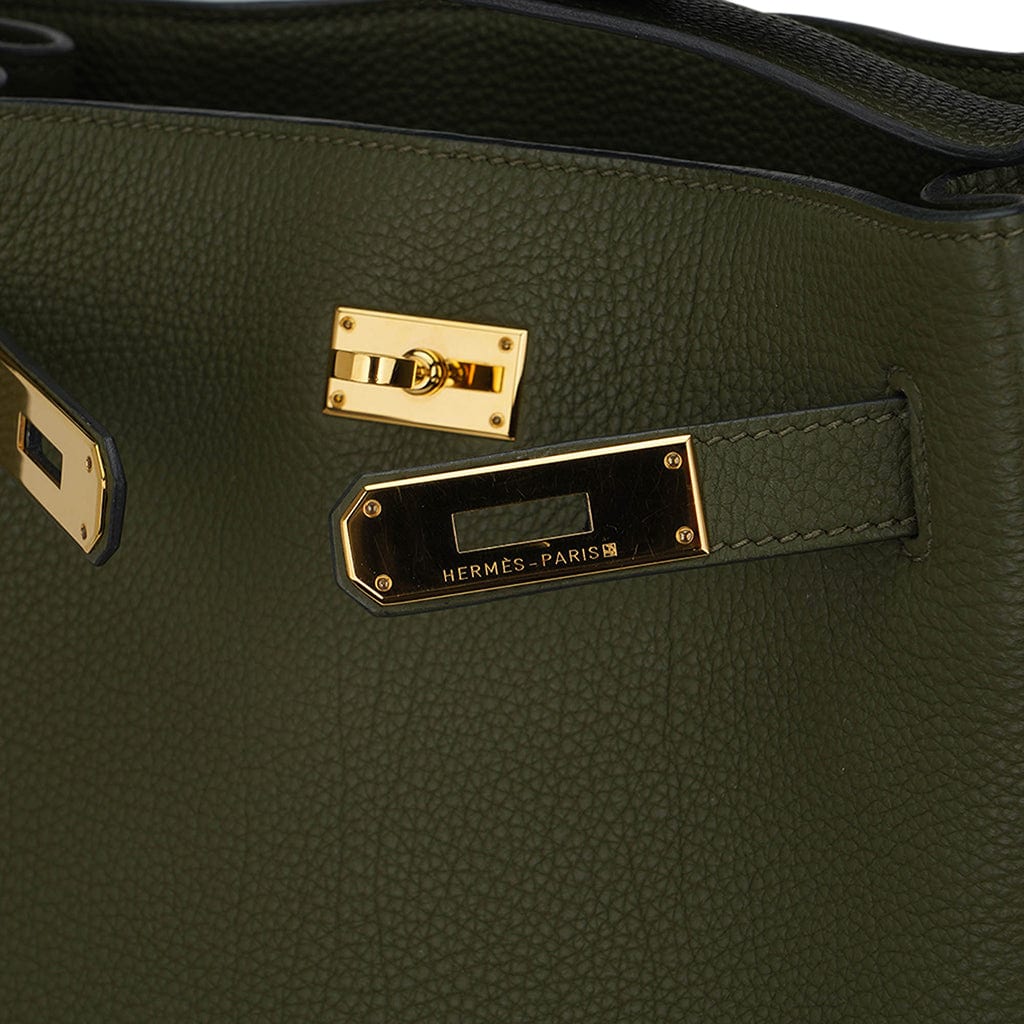 👜So Kelly 22 Vert Veronese Tote Shoulder Bag Gold Hardware Togo Leather